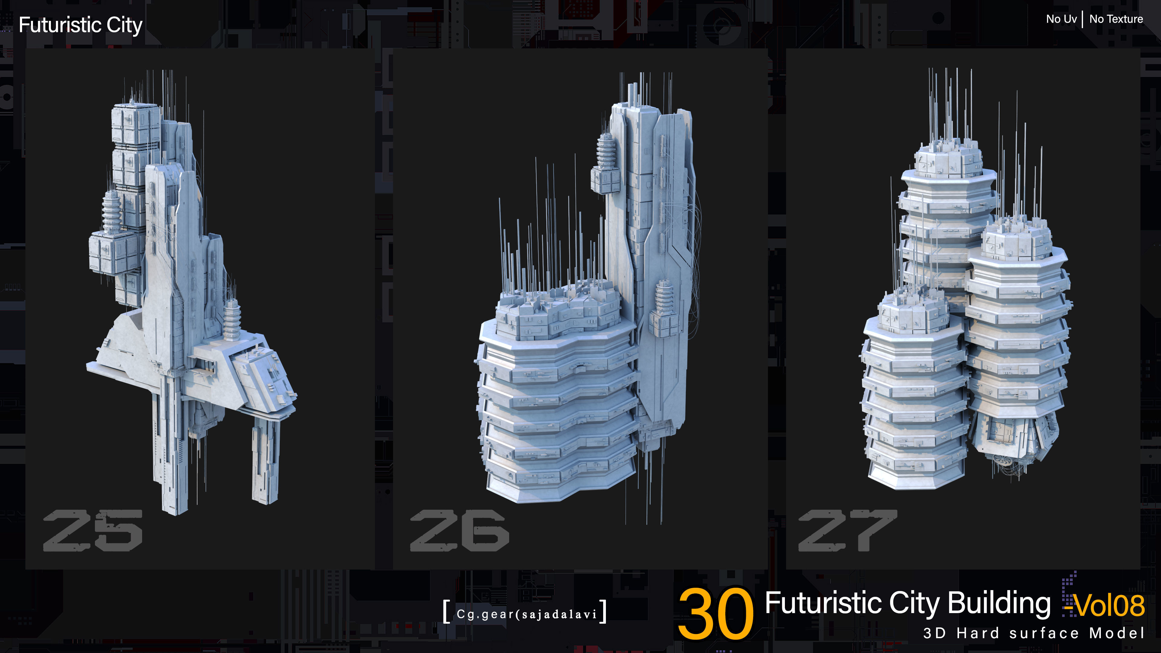 futuristic Sci-fi City Building pack vol 08 3D model_9