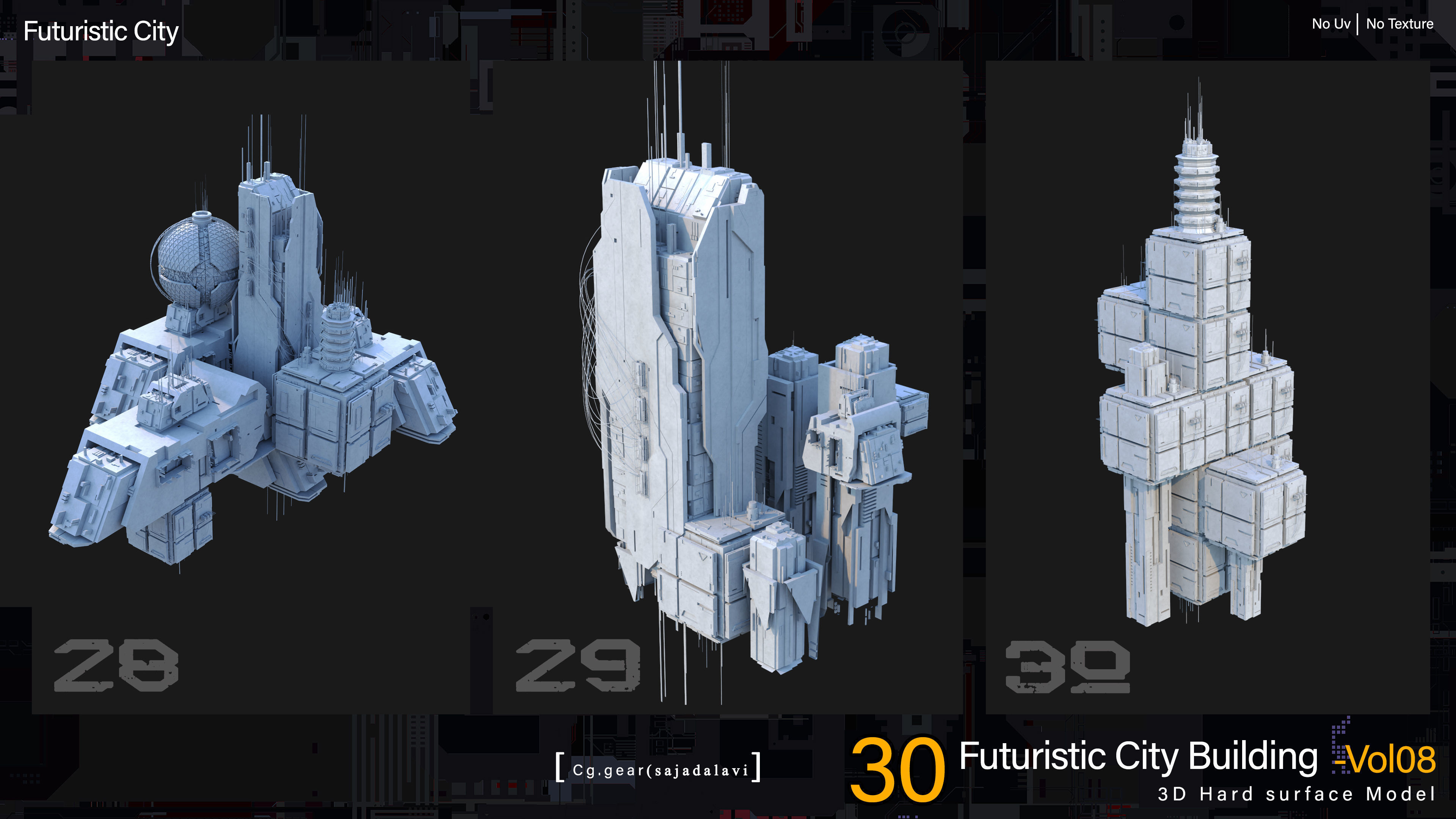 futuristic Sci-fi City Building pack vol 08 3D model_10