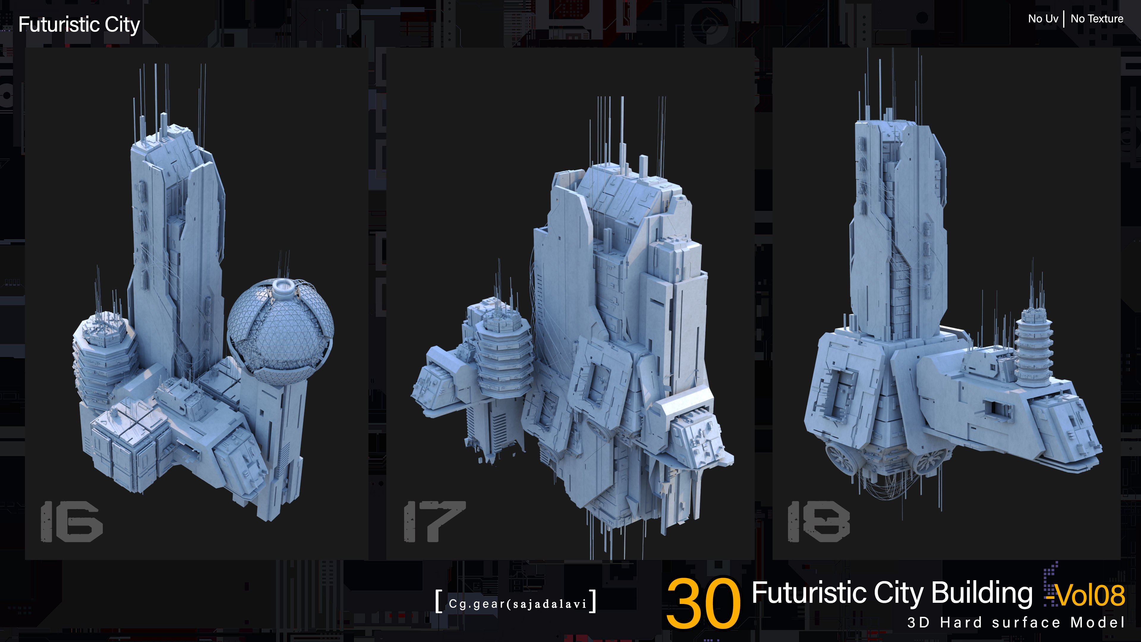 futuristic Sci-fi City Building pack vol 08 3D model_6