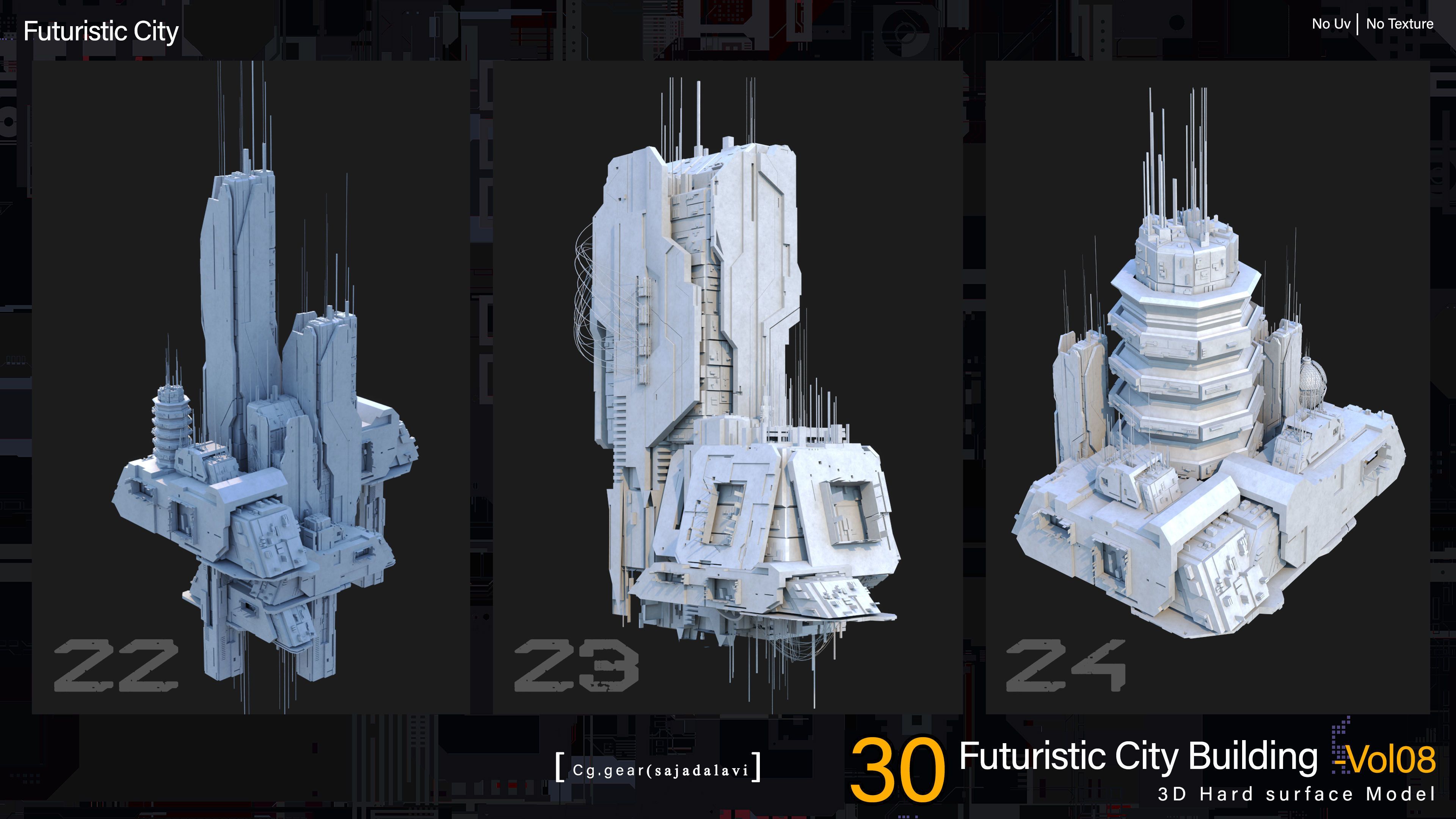 futuristic Sci-fi City Building pack vol 08 3D model_8
