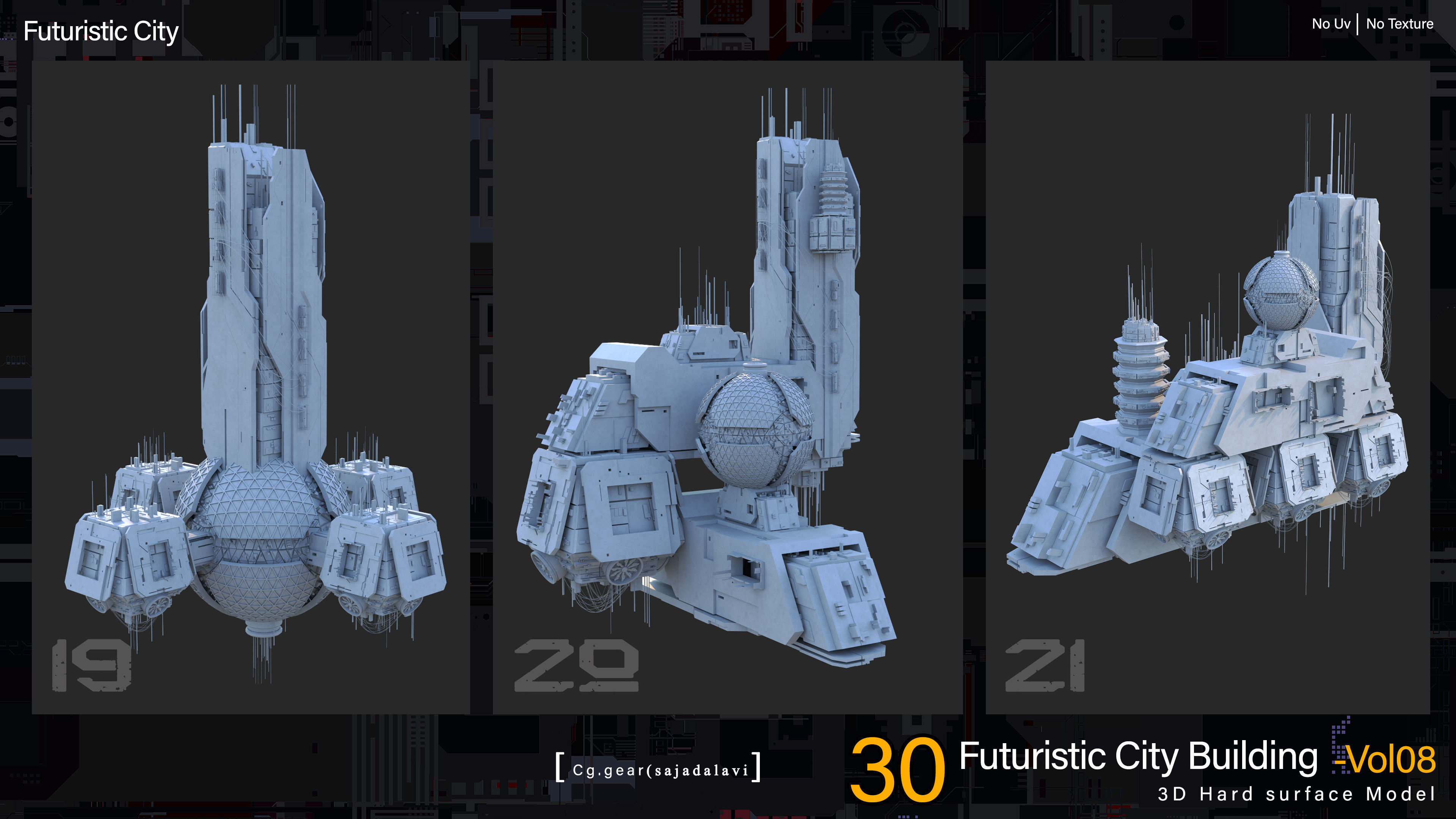 futuristic Sci-fi City Building pack vol 08 3D model_7