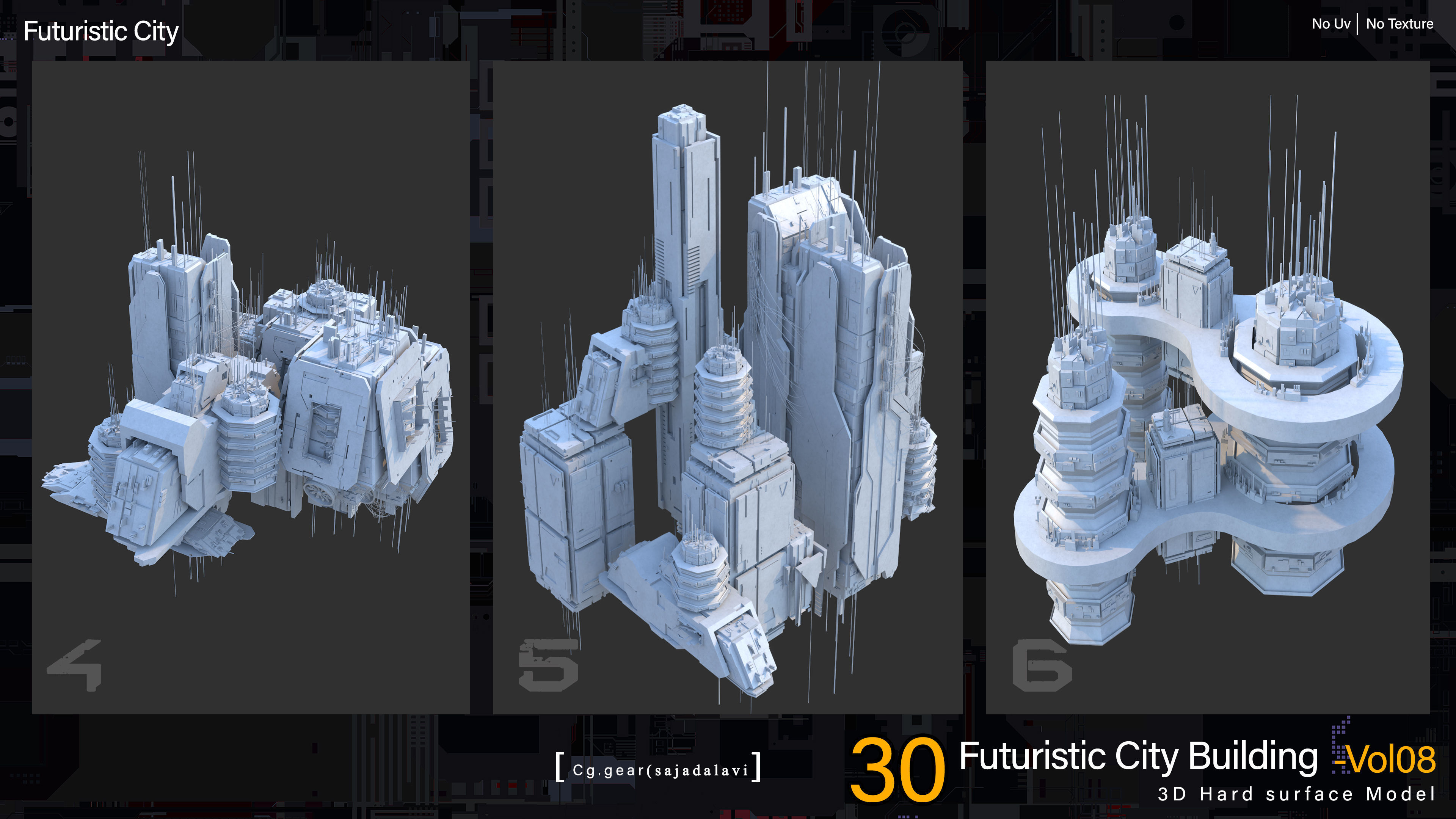 futuristic Sci-fi City Building pack vol 08 3D model_2