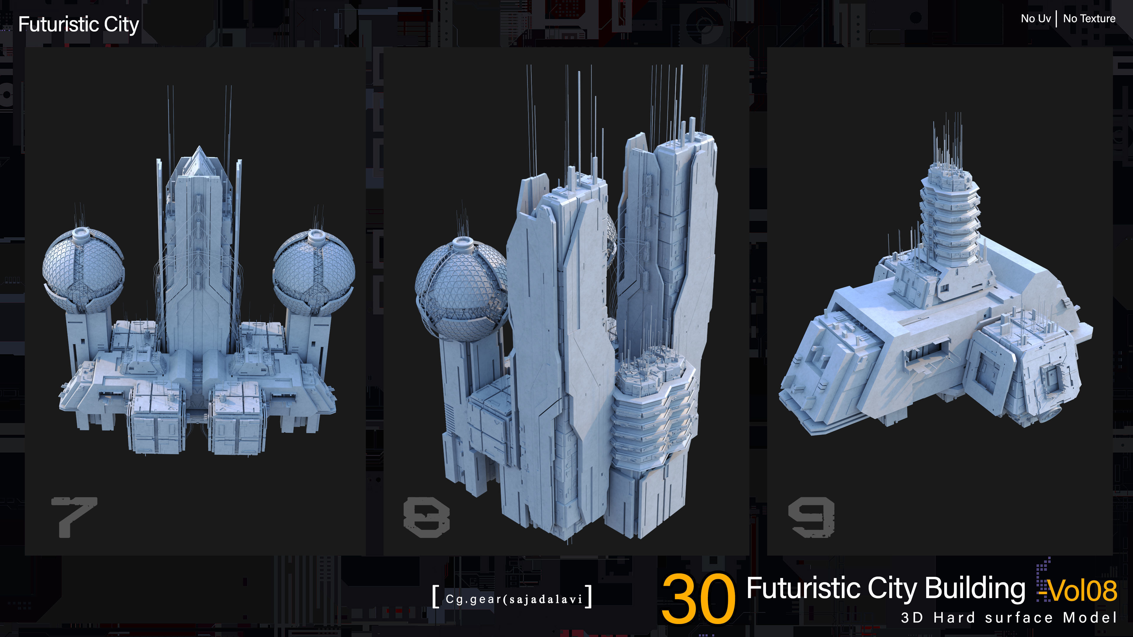 futuristic Sci-fi City Building pack vol 08 3D model_3
