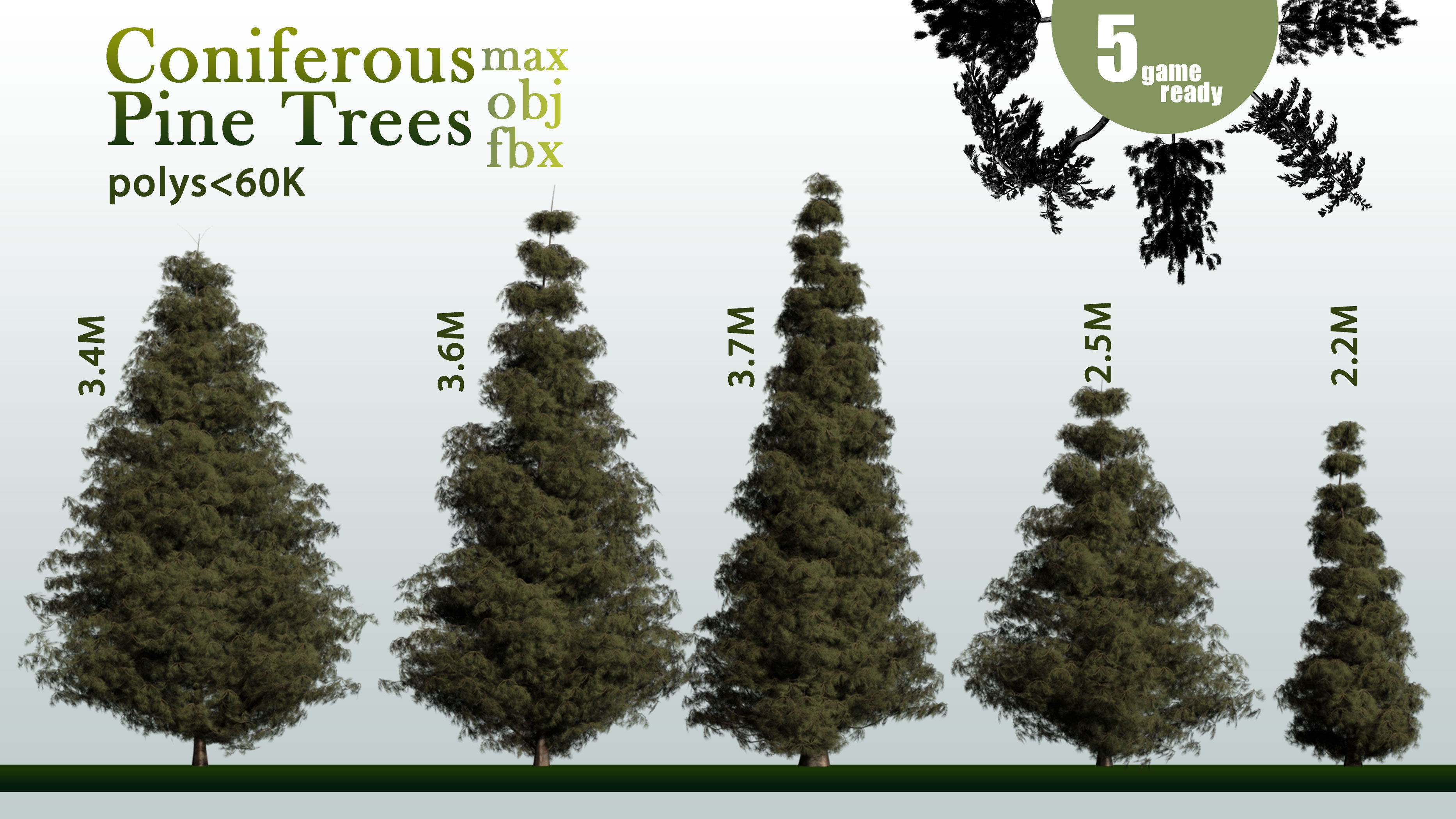 30 Coniferous Pine Trees VOL 01 Low-poly 3D model_3