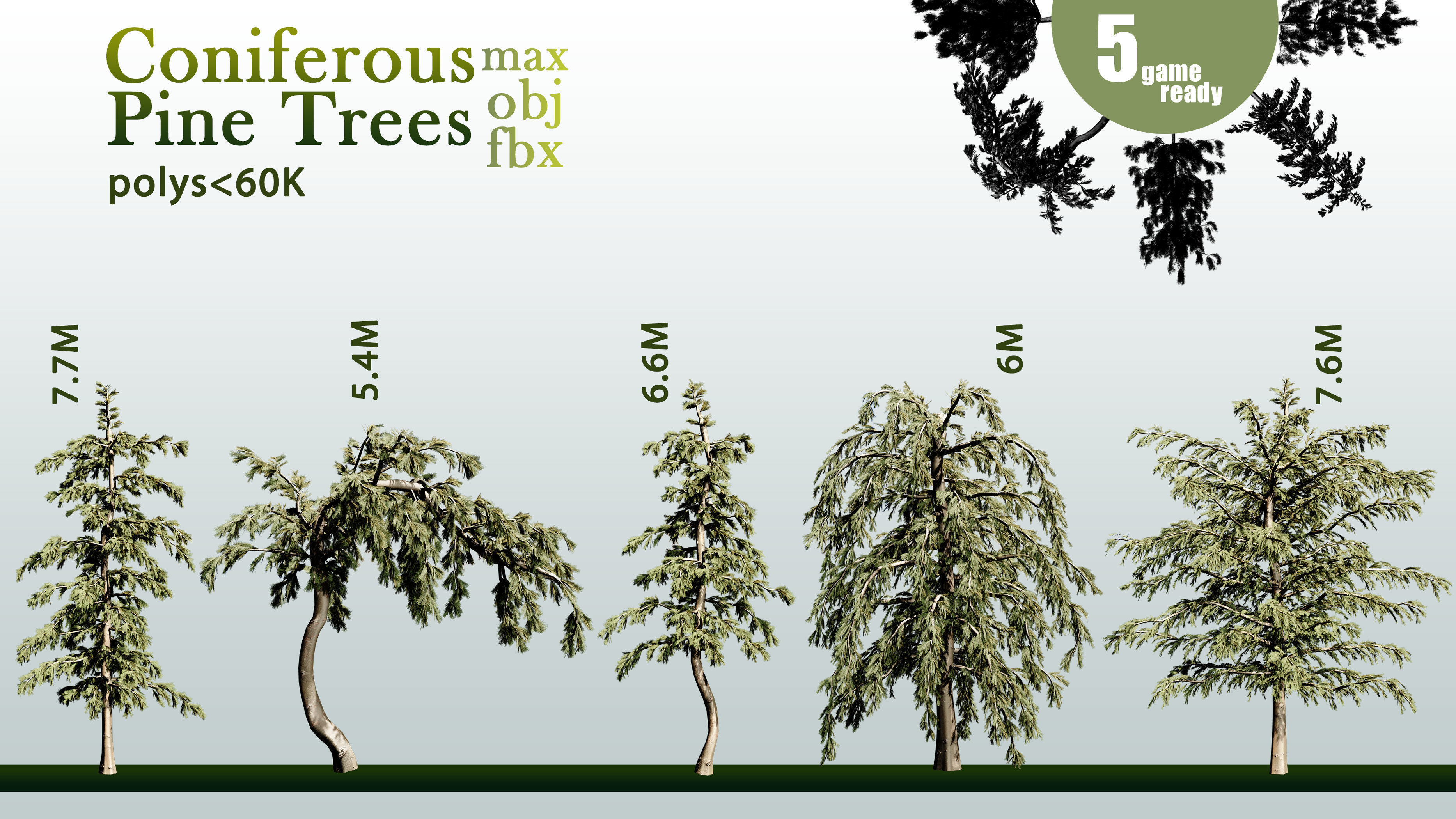 30 Coniferous Pine Trees VOL 01 Low-poly 3D model_5