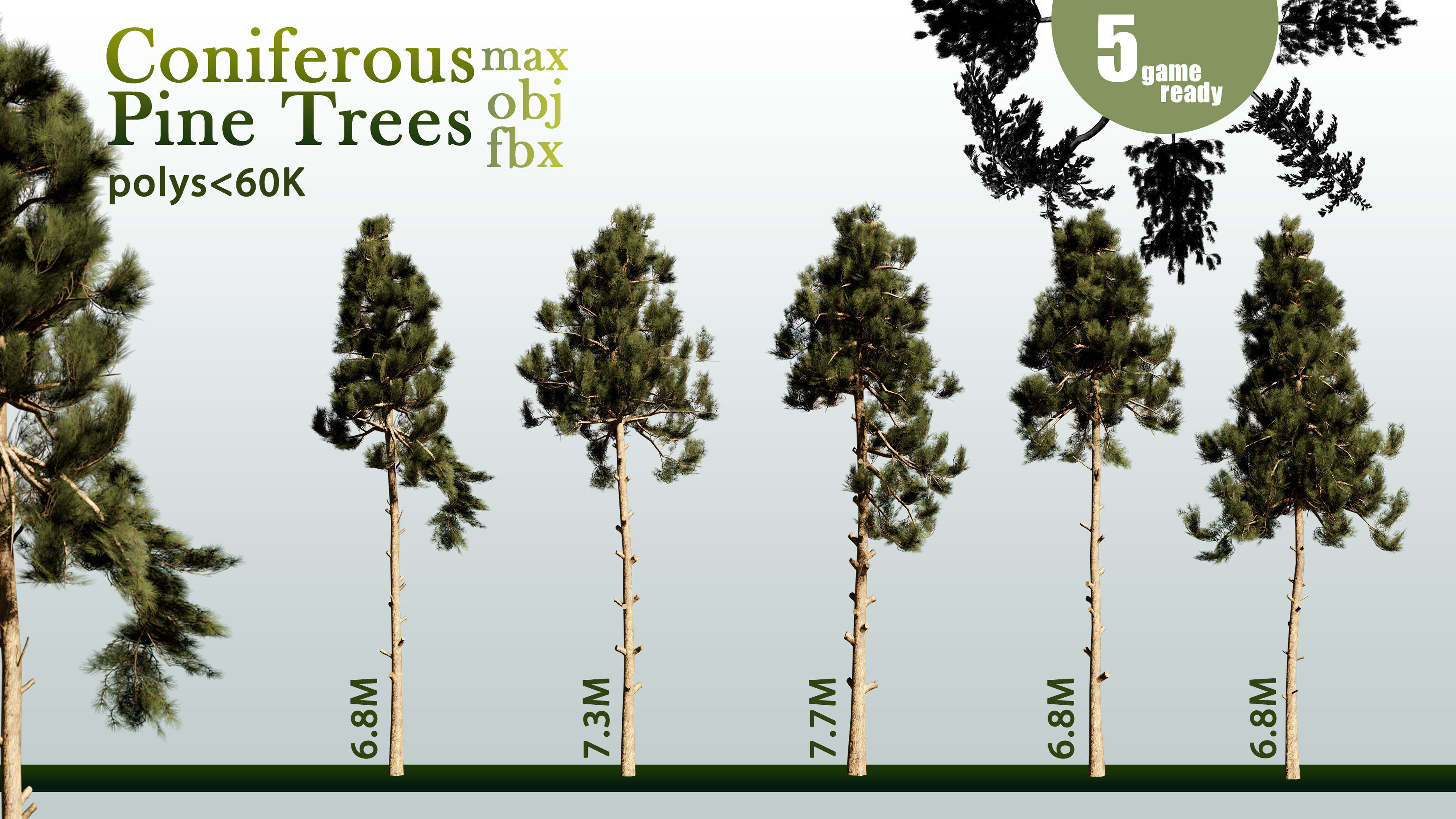 30 Coniferous Pine Trees VOL 01 Low-poly 3D model_6