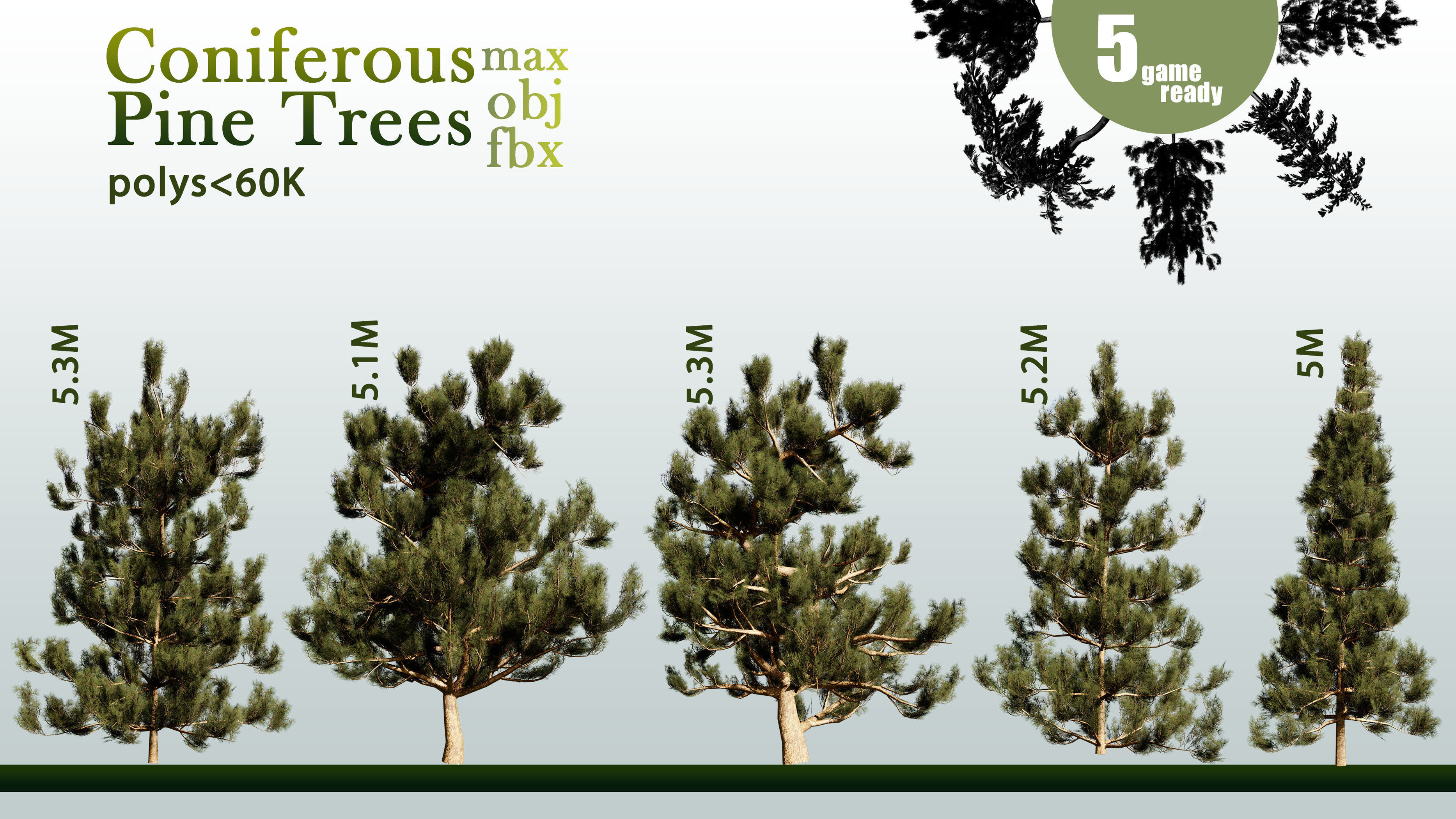 30 Coniferous Pine Trees VOL 01 Low-poly 3D model_4