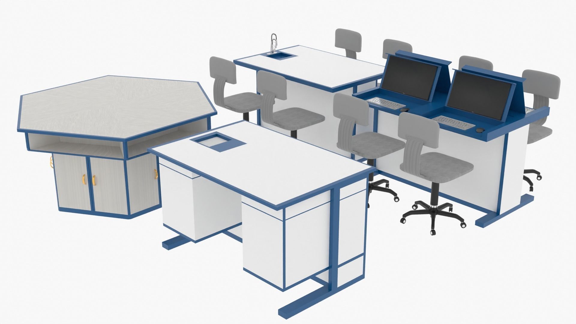 3D model laboratory desk pack VR / AR / low-poly | CGTrader