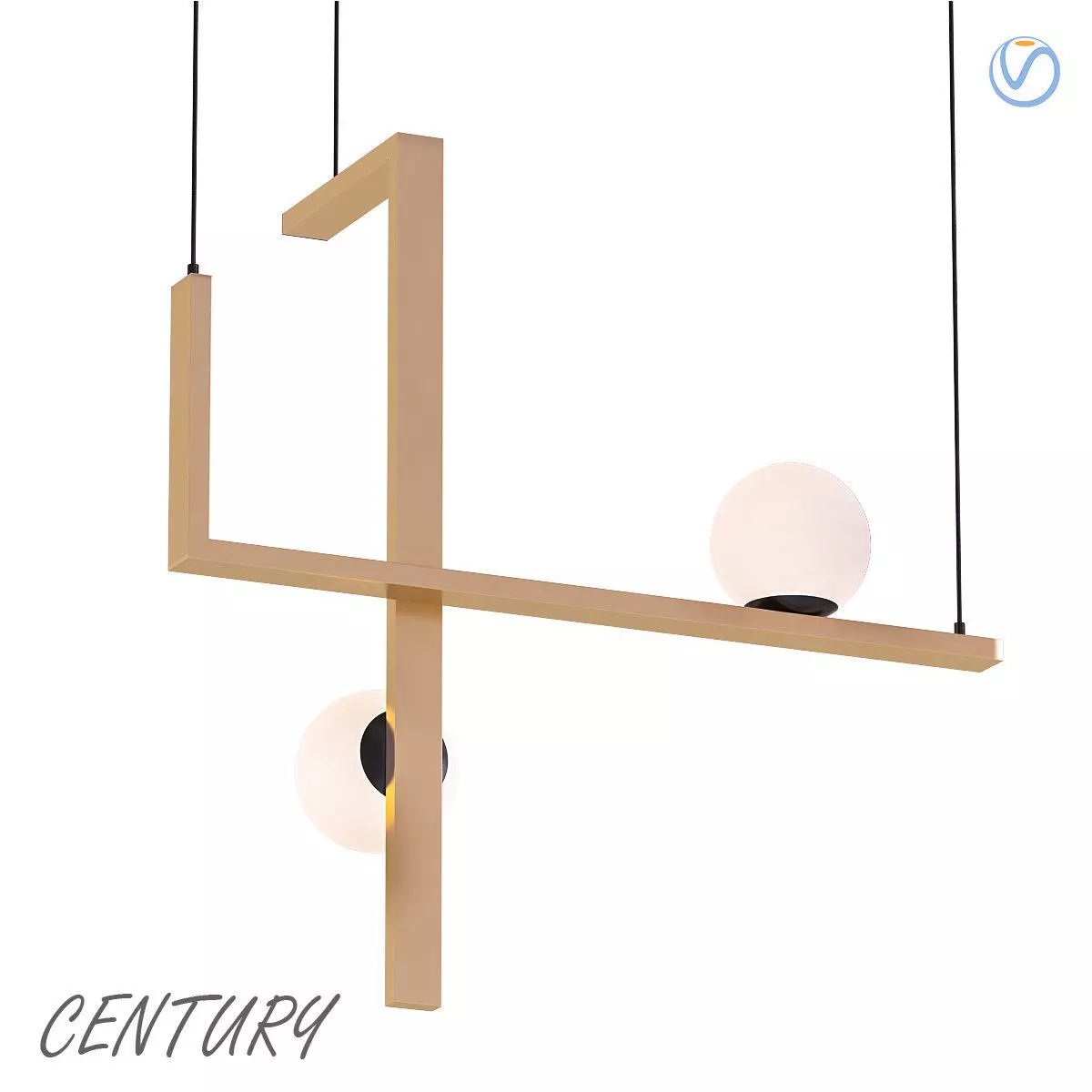 CENTURY pendant light with two balls hanging from it 3D model