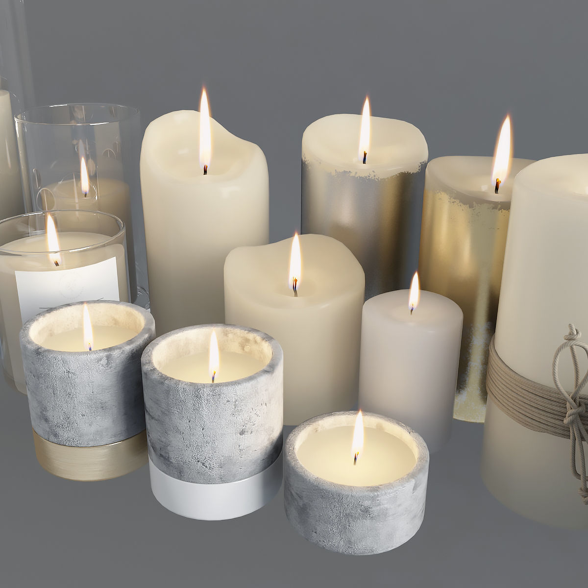 Candles Set in shapes and sizes 3D model_2