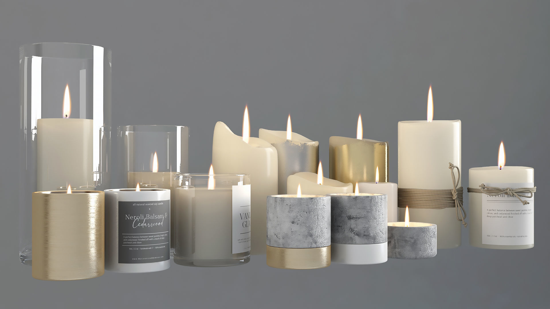 Candles Set in shapes and sizes 3D model_6