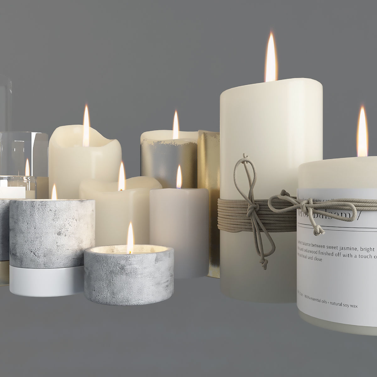 Candles Set in shapes and sizes 3D model_1
