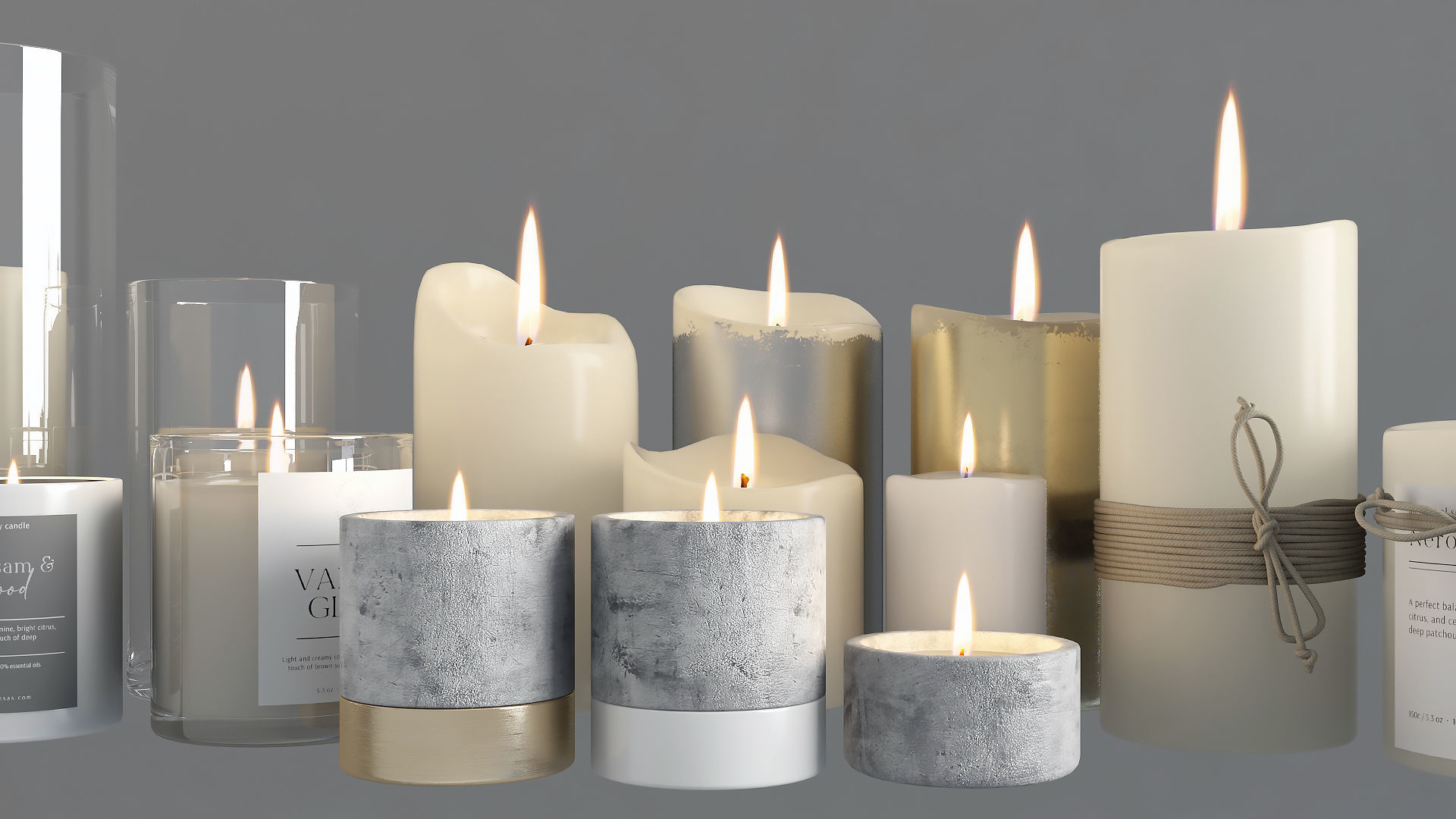Candles Set in shapes and sizes 3D model_9