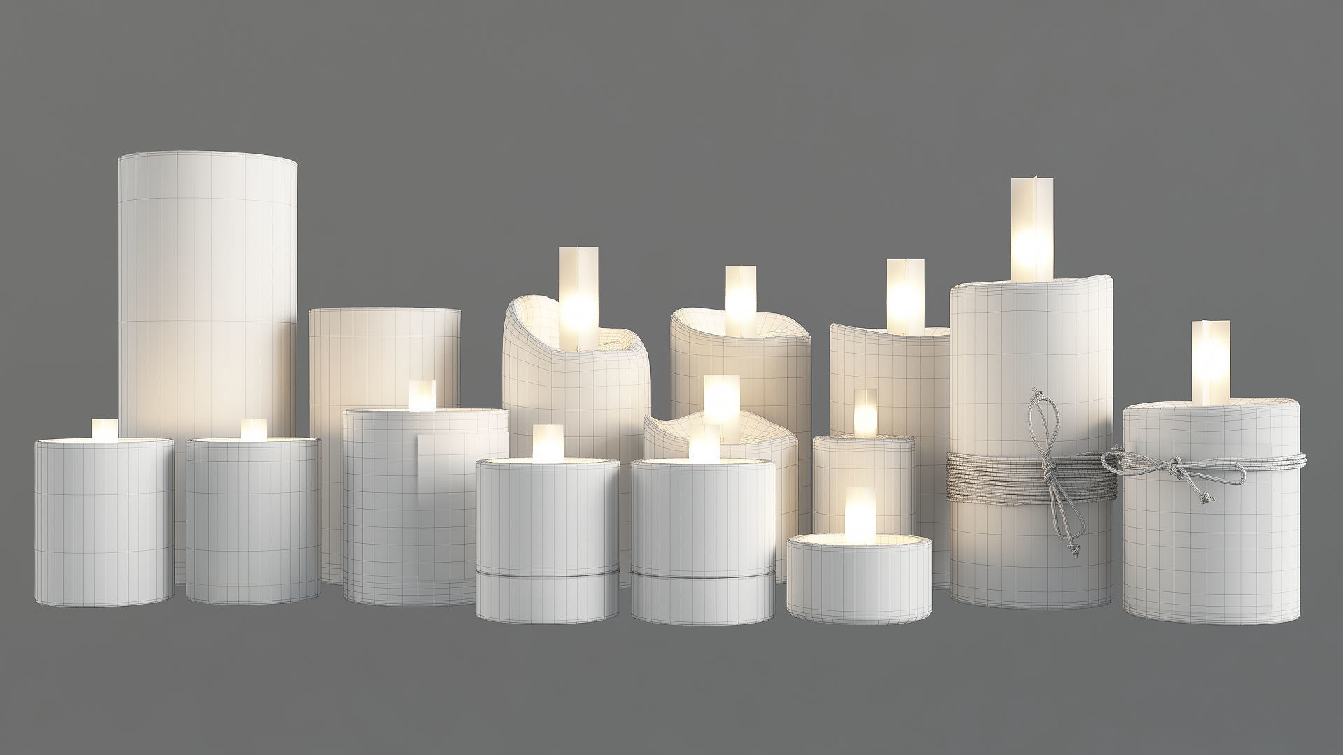 Candles Set in shapes and sizes 3D model_5