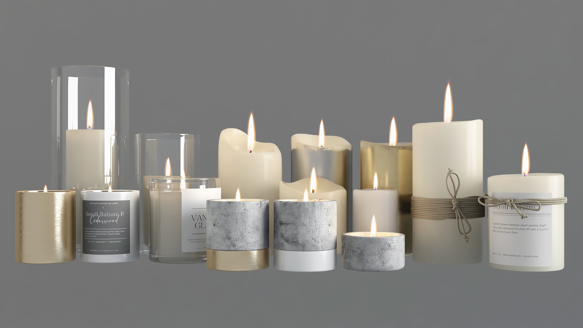 Candles Set in shapes and sizes 3D model_4