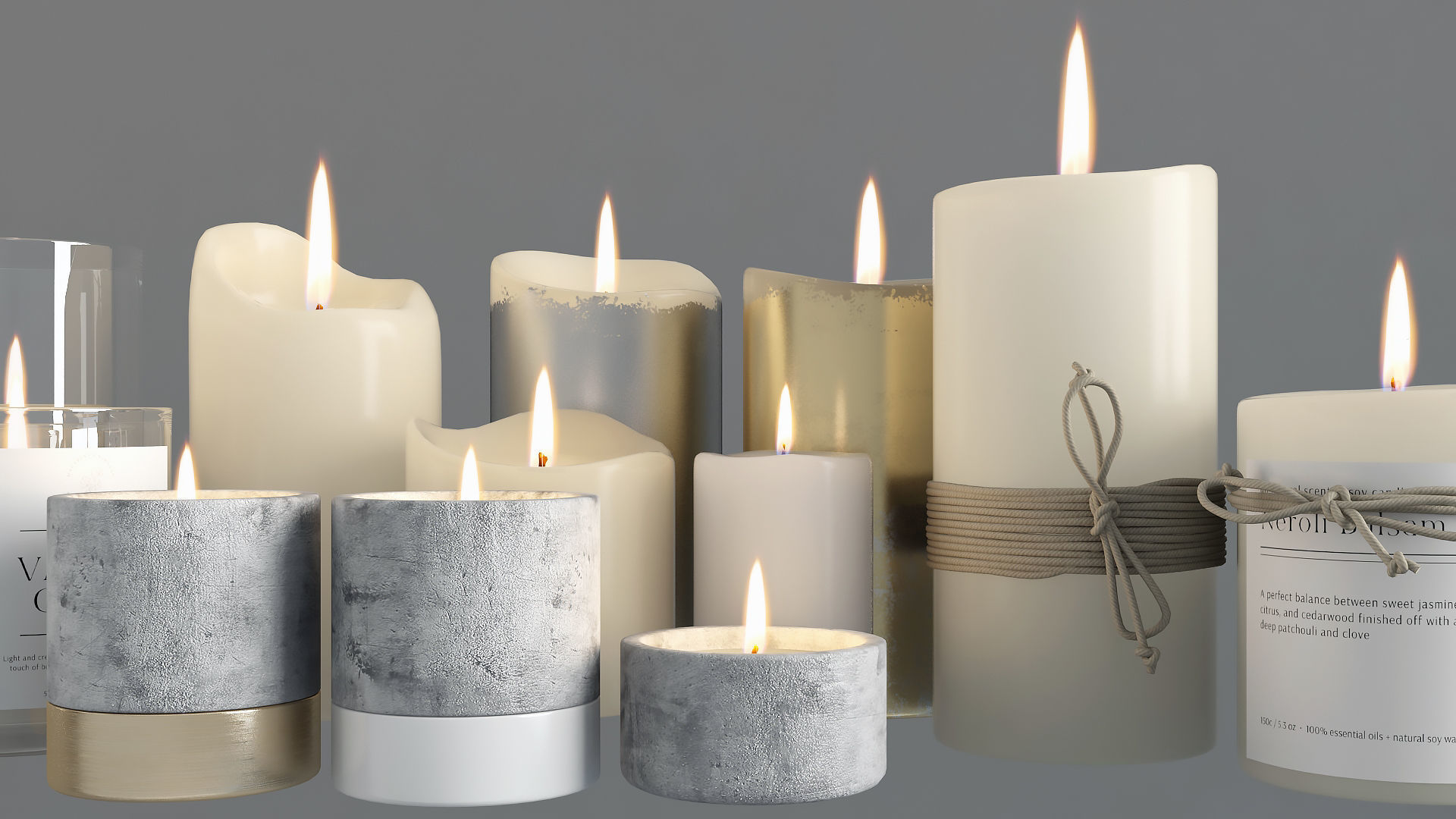 Candles Set in shapes and sizes 3D model_7