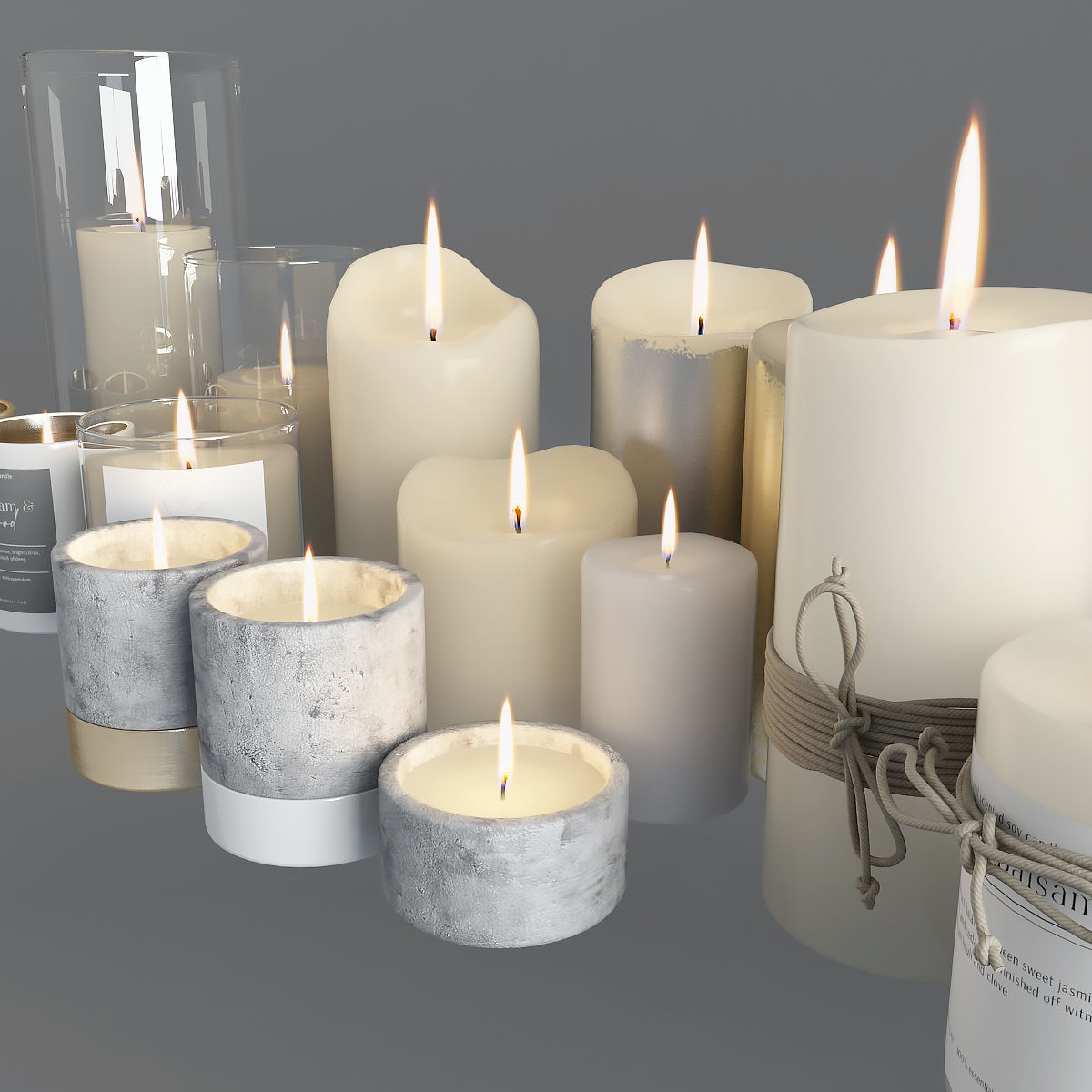 Candles Set in shapes and sizes 3D model_3