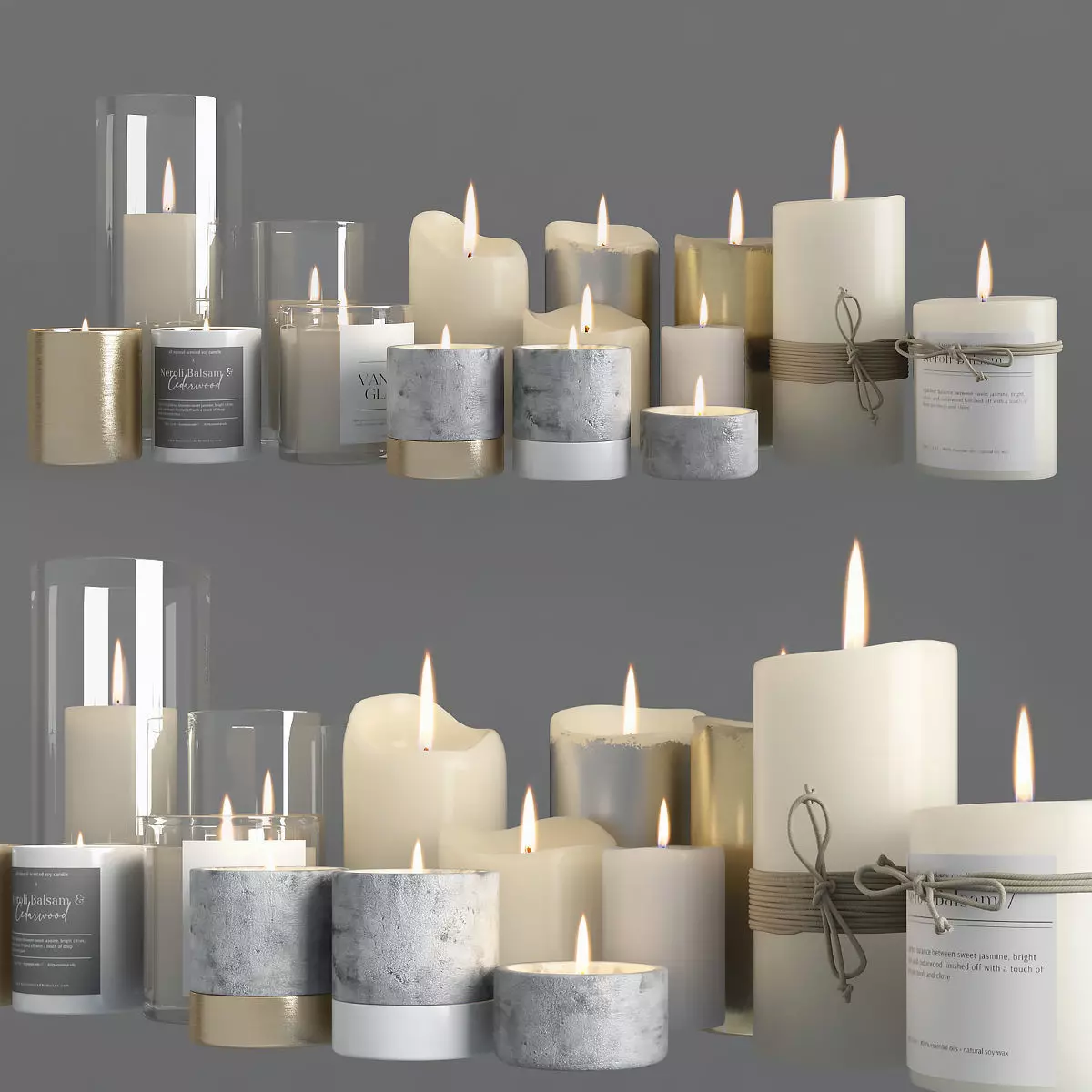 Candles Set in shapes and sizes 3D model_0