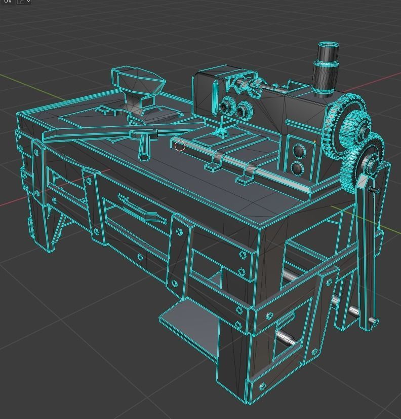 Sewing Machine table Low Poly Low-poly 3D model_4