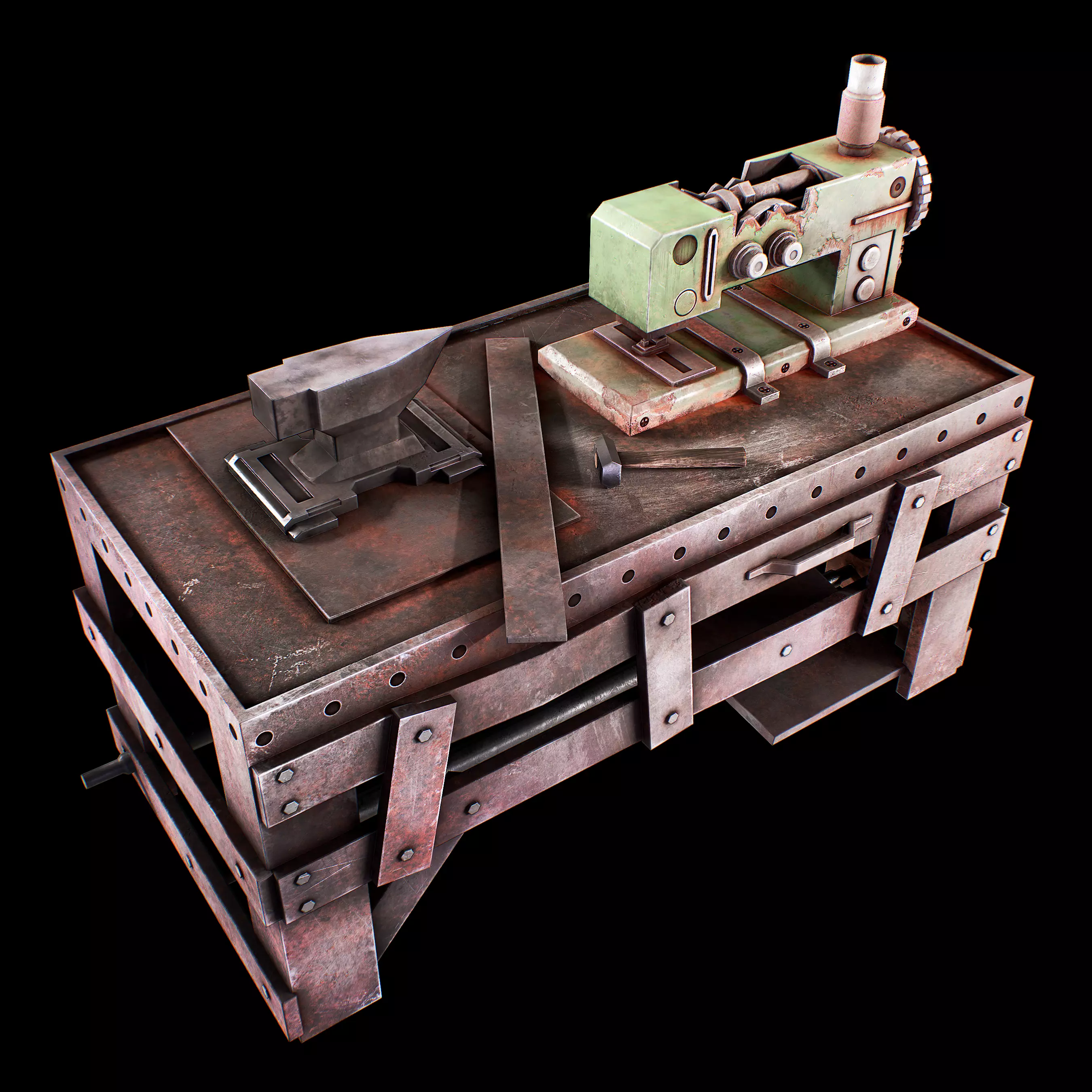 Sewing Machine table Low Poly Low-poly 3D model_0