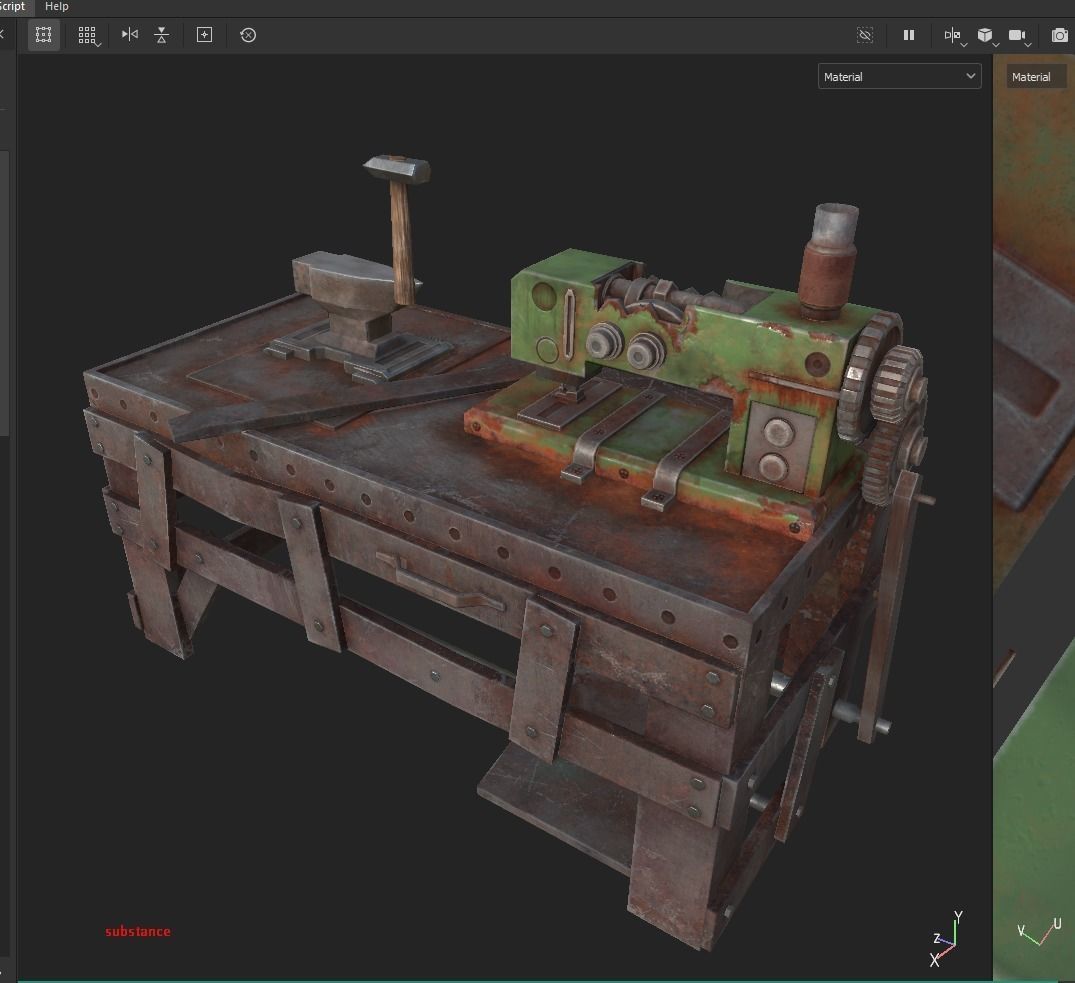 Sewing Machine table Low Poly Low-poly 3D model_5