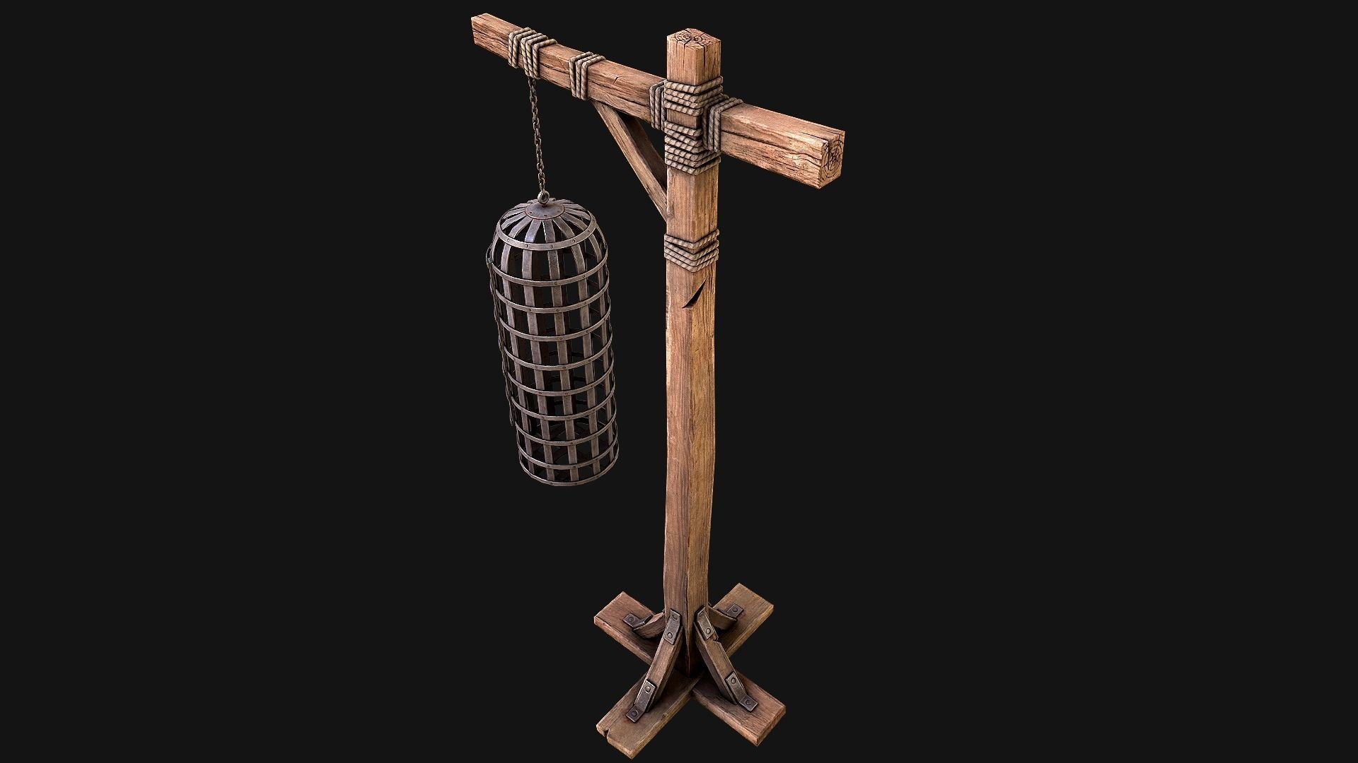 Medieval Torture Cage Set  Low-poly 3D model_17