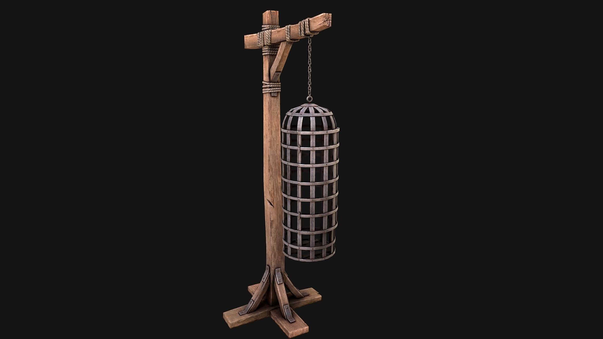 Medieval Torture Cage Set  Low-poly 3D model_11