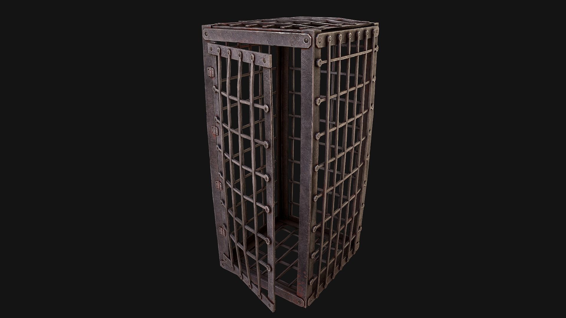 Medieval Torture Cage Set  Low-poly 3D model_9