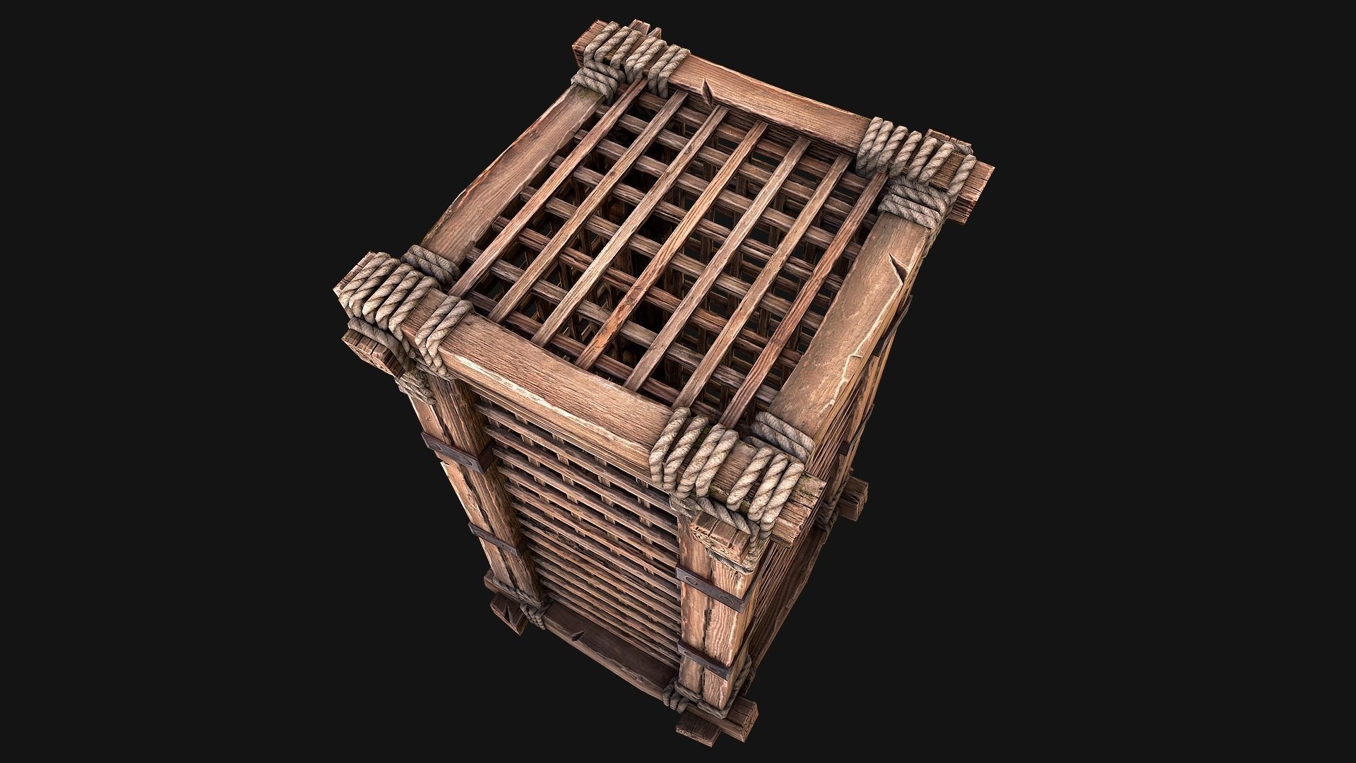Medieval Torture Cage Set  Low-poly 3D model_7