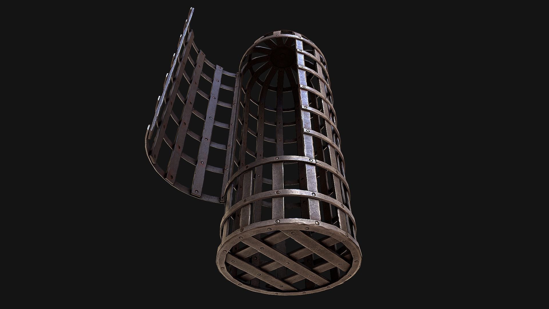 Medieval Torture Cage Set  Low-poly 3D model_14