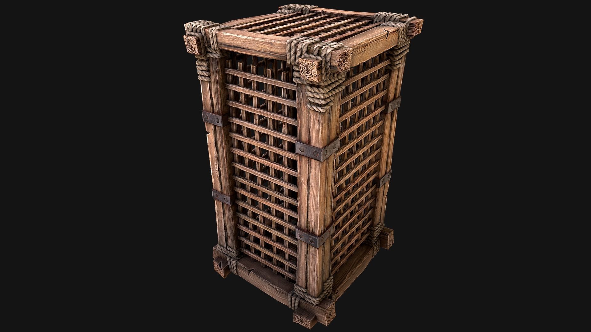Medieval Torture Cage Set  Low-poly 3D model_5