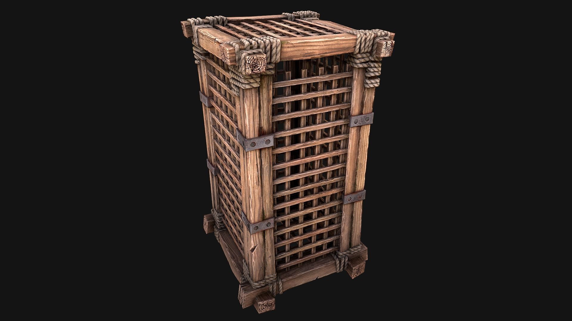 Medieval Torture Cage Set  Low-poly 3D model_27