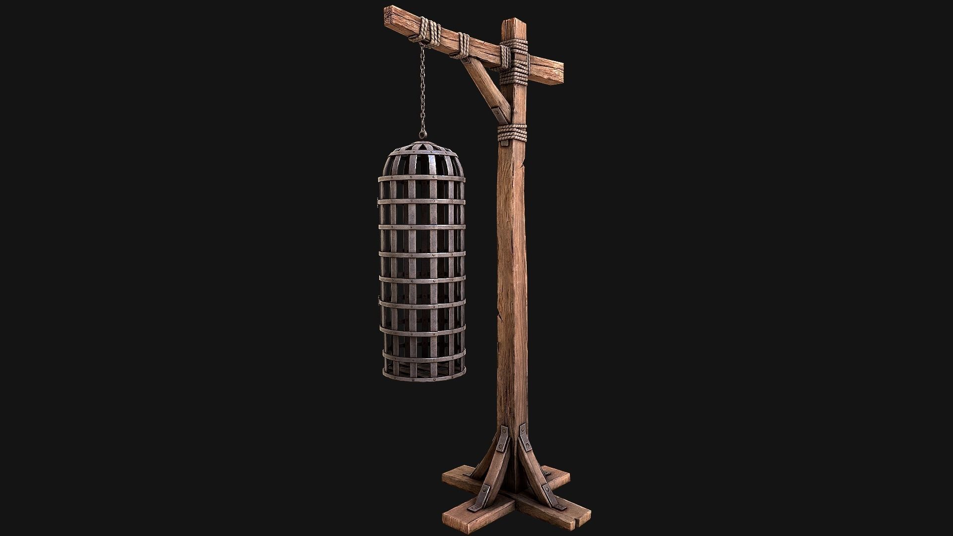 Medieval Torture Cage Set  Low-poly 3D model_15