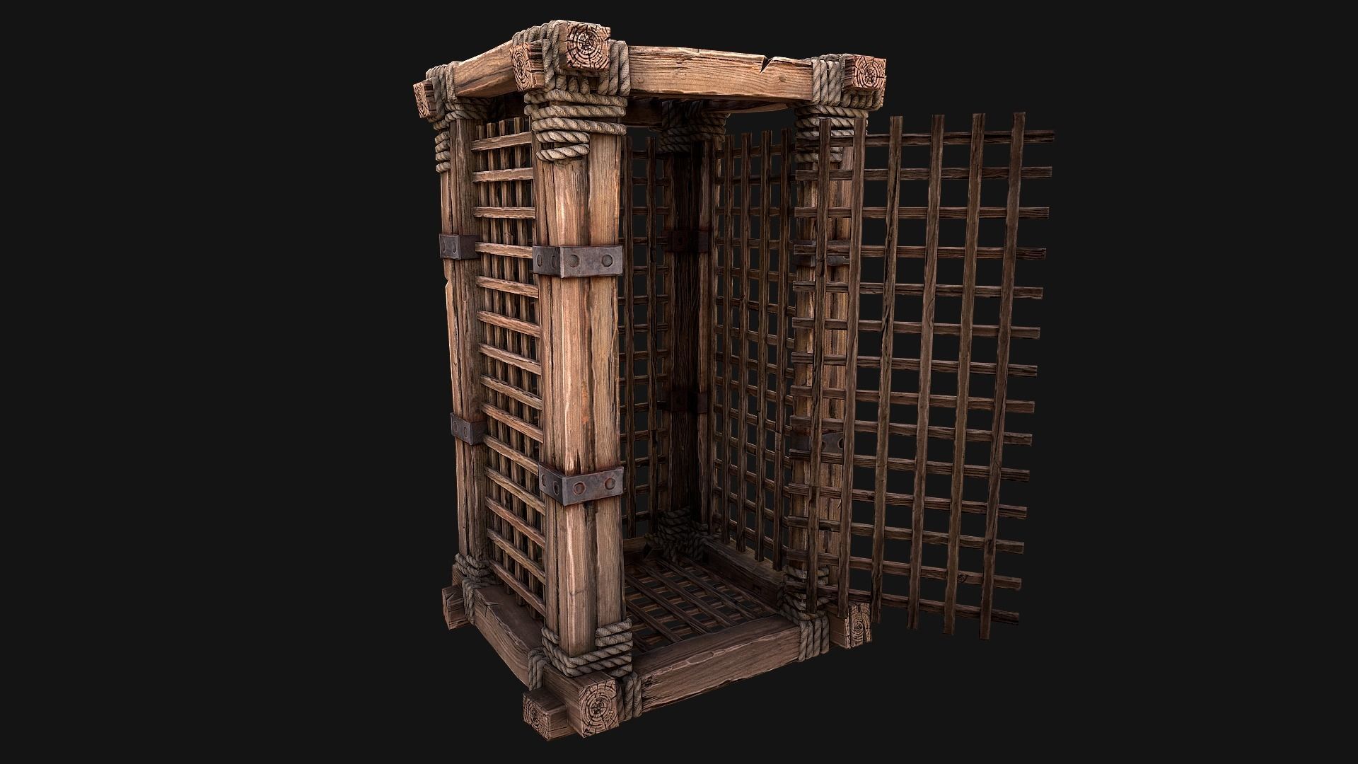Medieval Torture Cage Set  Low-poly 3D model_23