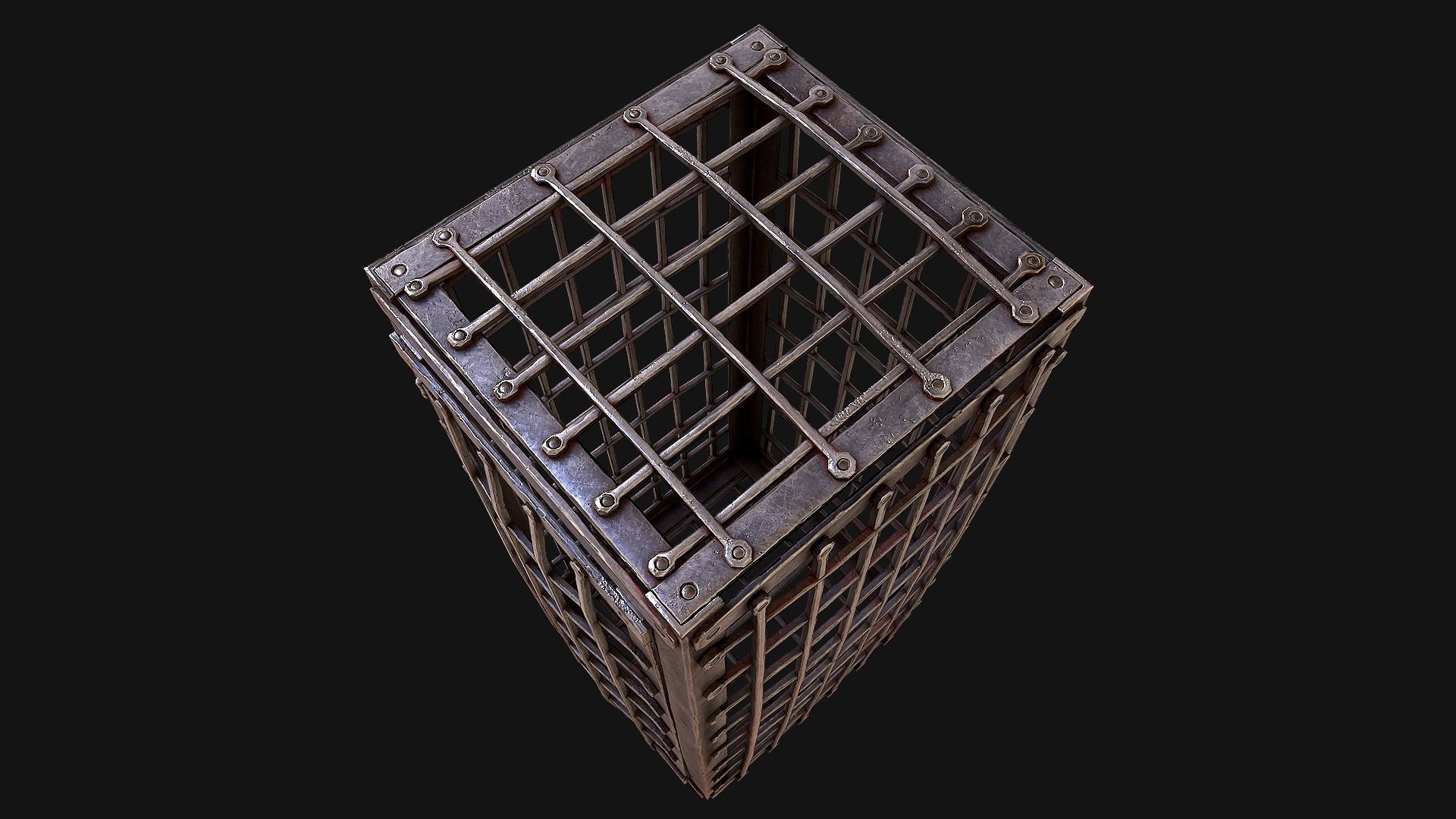 Medieval Torture Cage Set  Low-poly 3D model_10