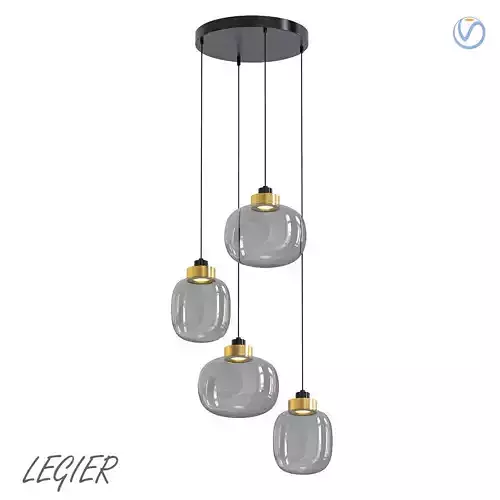 Legier pendant light with four glass globes hanging from ceiling