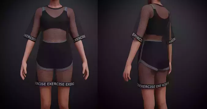 Black Sexy womens sports wear and net shirt dress outfit