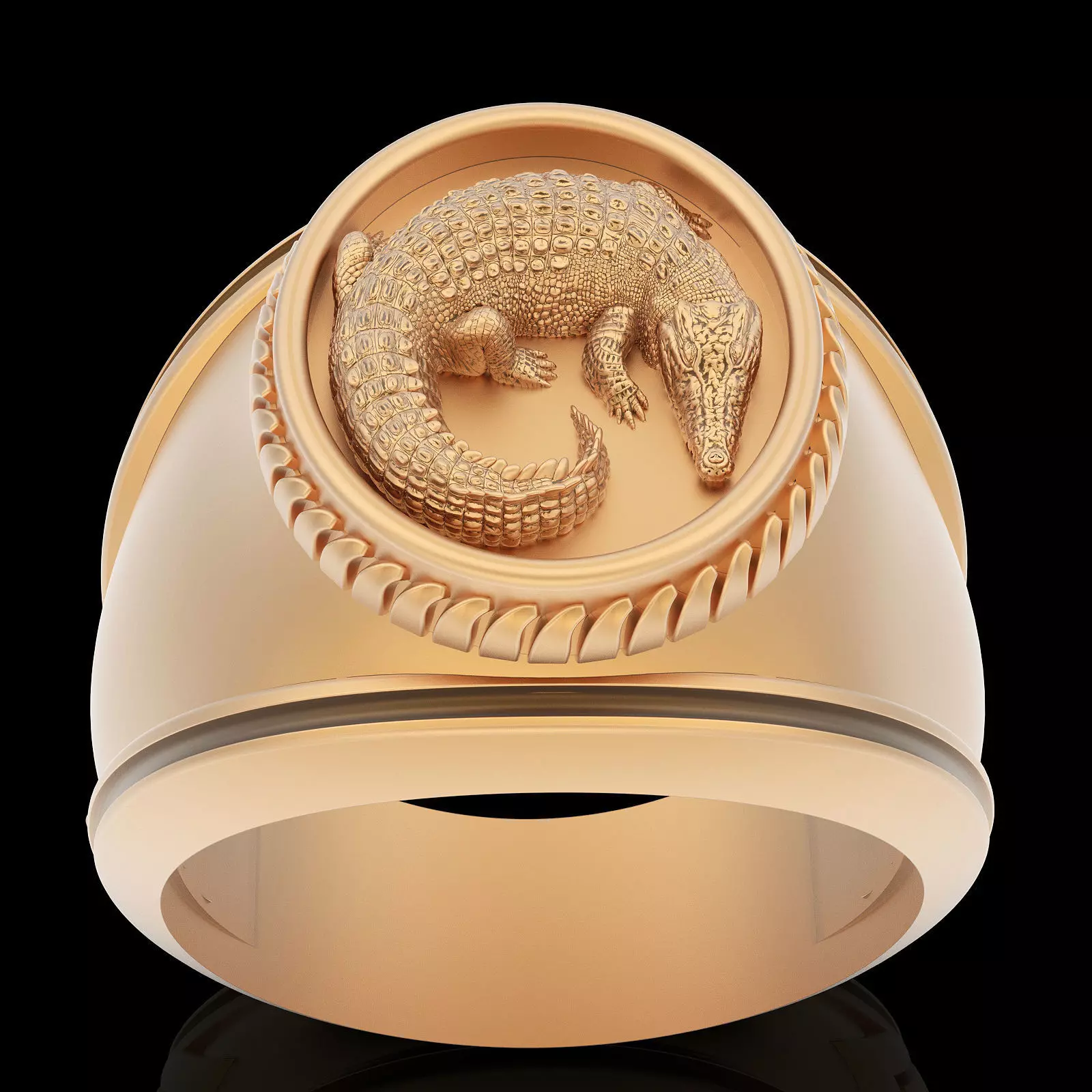 Crocodile ring gold sterling printable jewelry 3D model 3D print model
