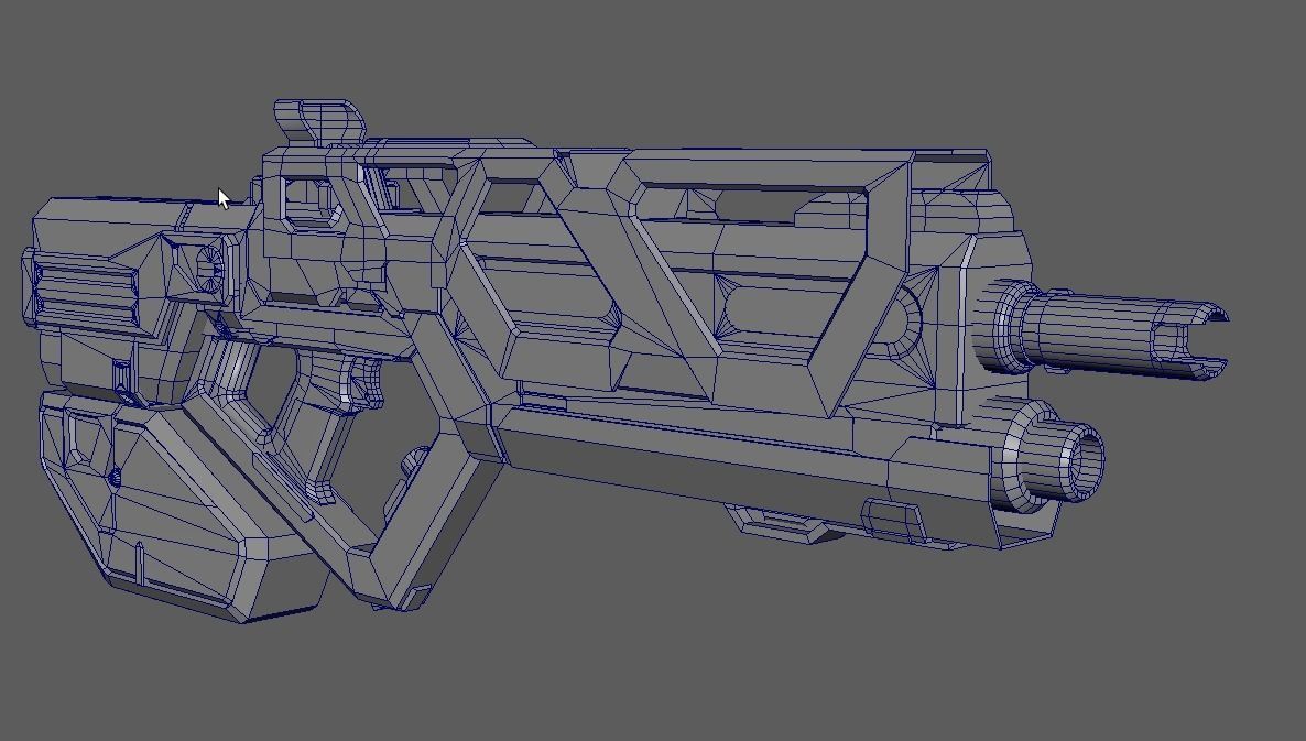 Scifi Assult Rifel Gun Low-poly 3D model_3