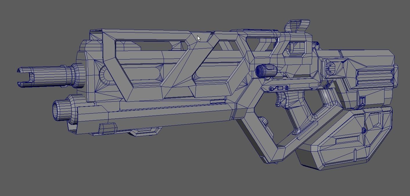 Scifi Assult Rifel Gun Low-poly 3D model_4