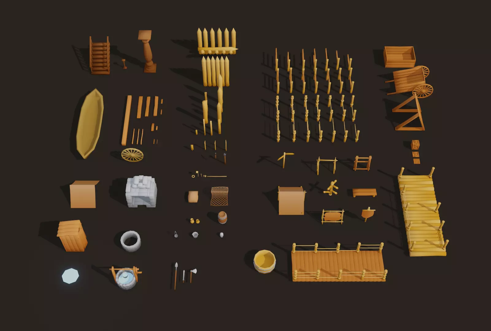 Props pack Low-poly 3D model_0
