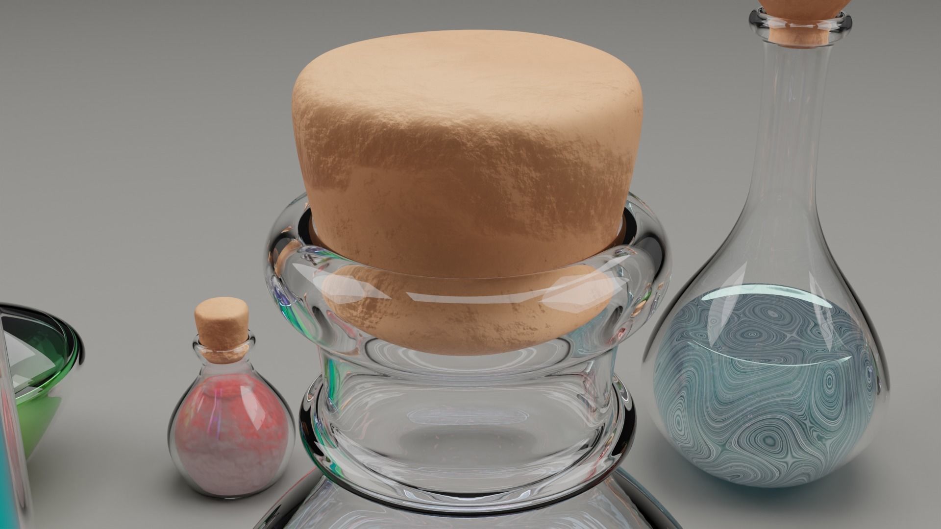 Lowpoly and Highpoly Potion Bottles 11x 3D model_6