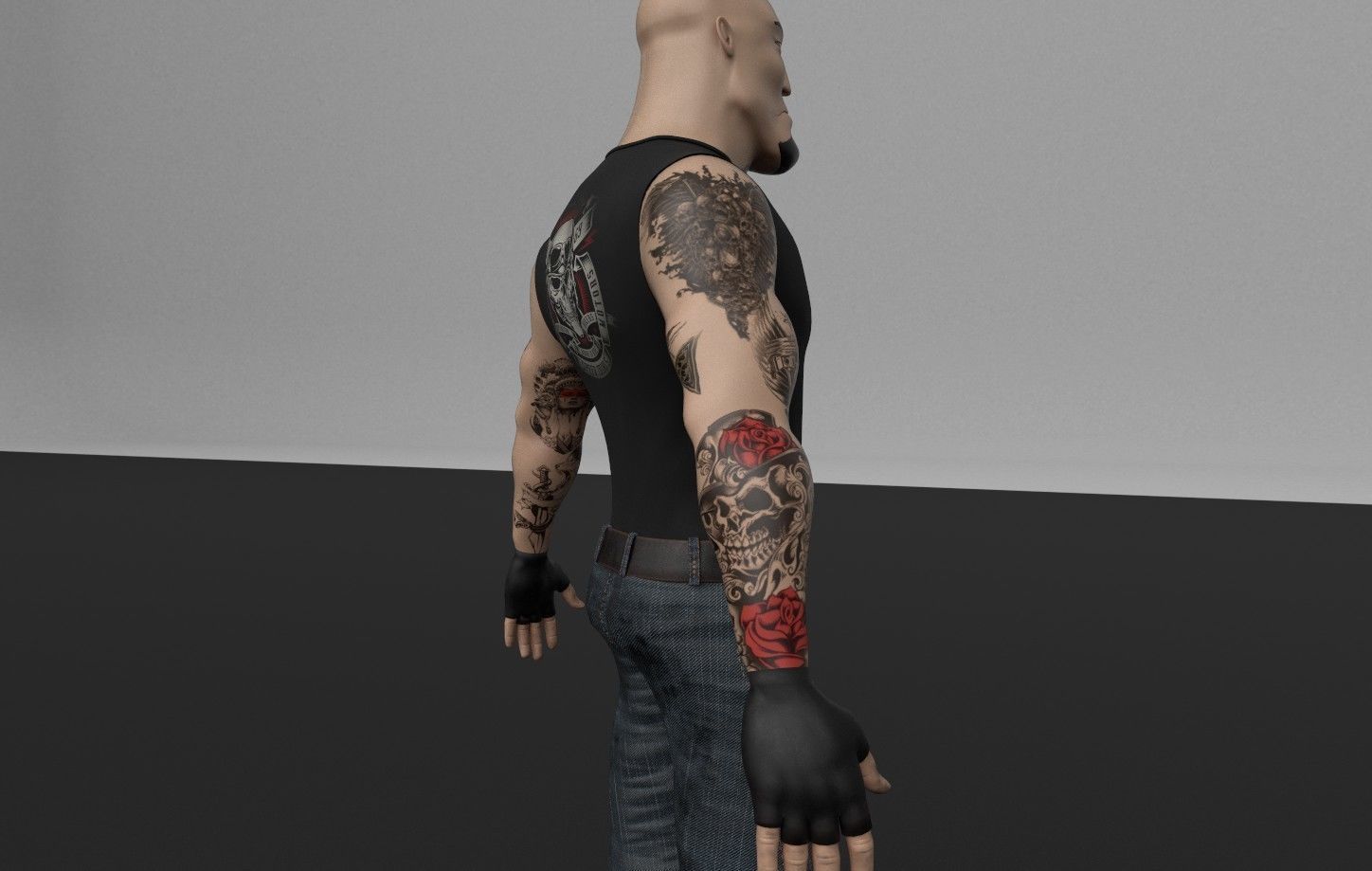 Biker Character  Low-poly 3D model_15