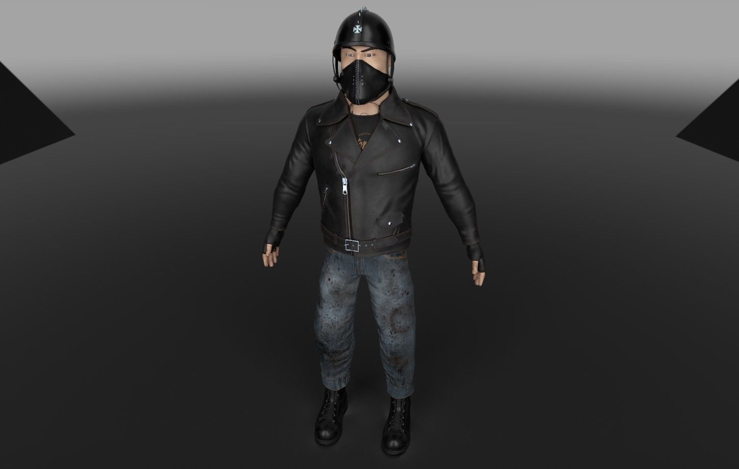 Biker Character  Low-poly 3D model_4