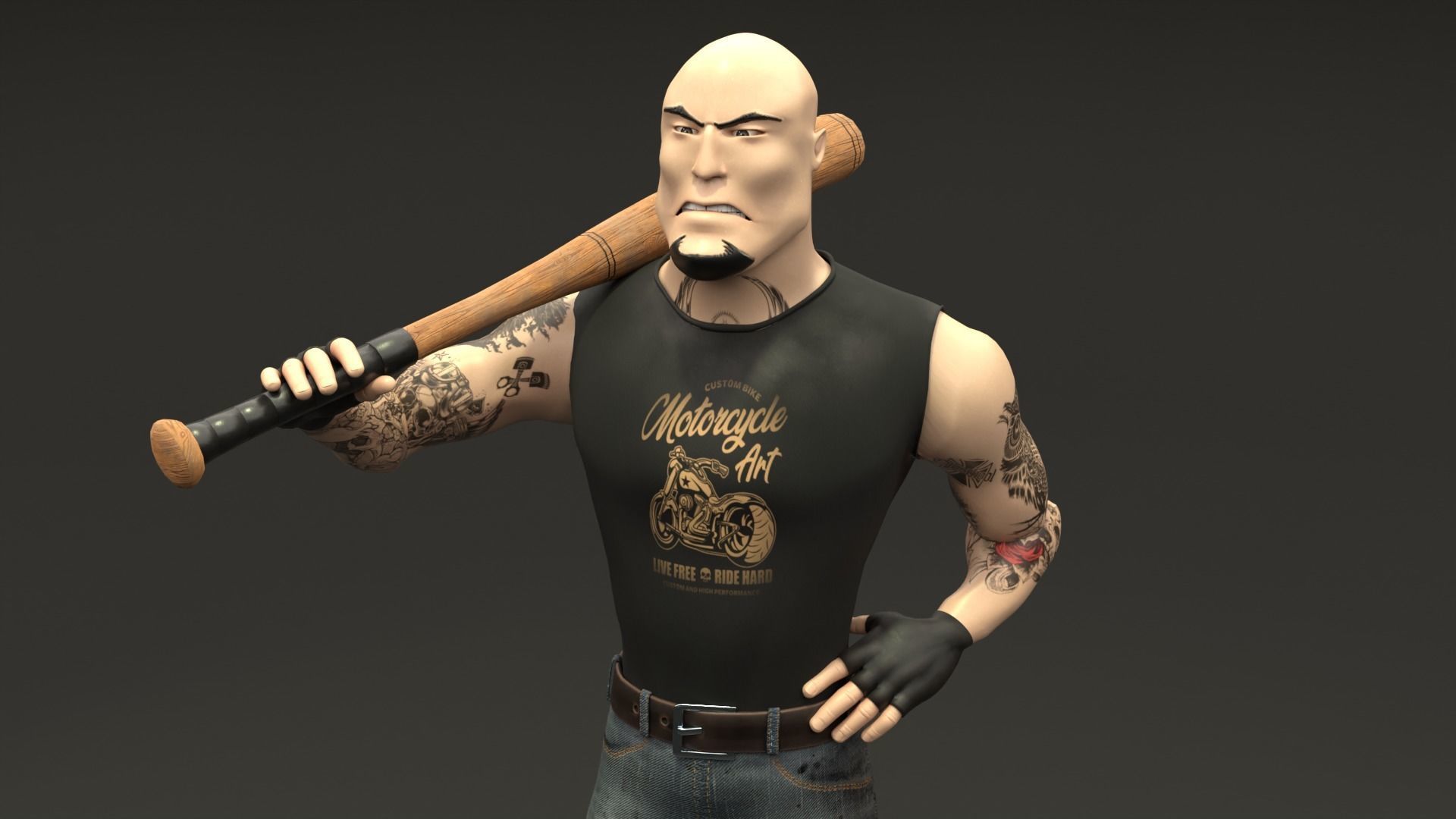 Biker Character  Low-poly 3D model_9