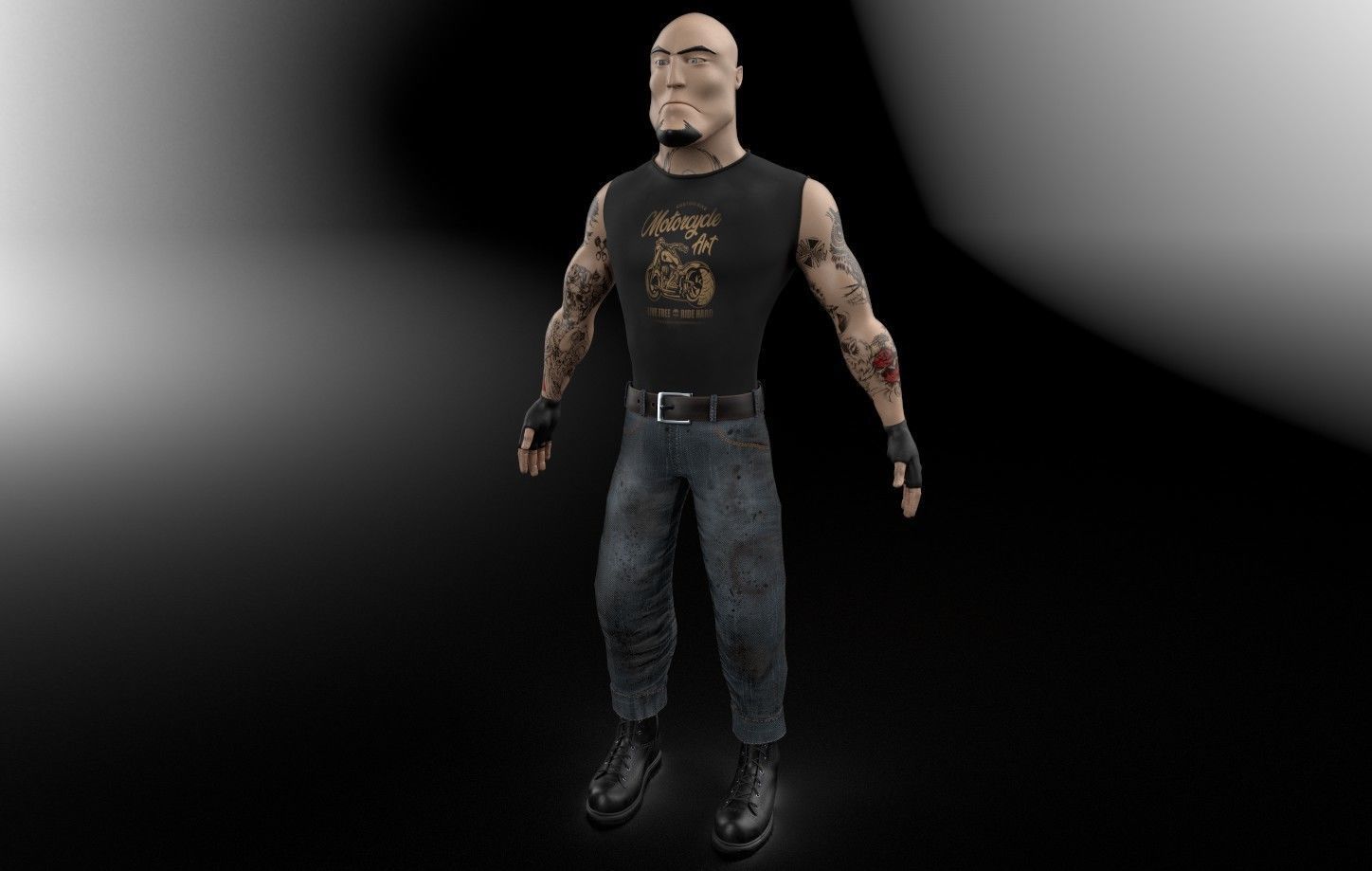 Biker Character  Low-poly 3D model_6