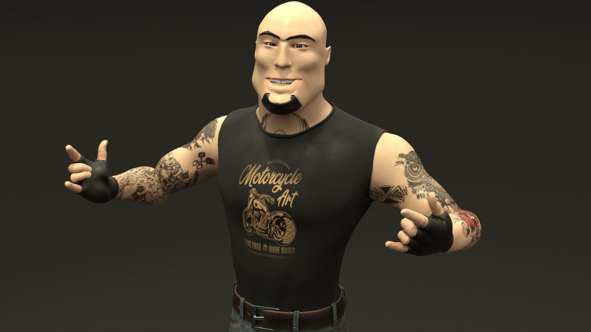 Biker Character  Low-poly 3D model_8