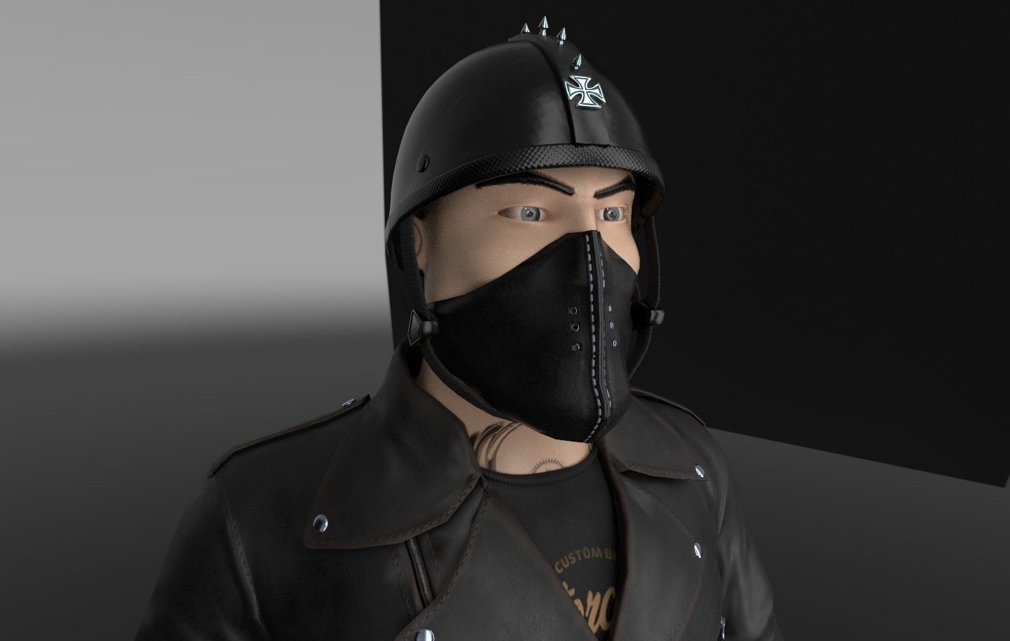 Biker Character  Low-poly 3D model_3