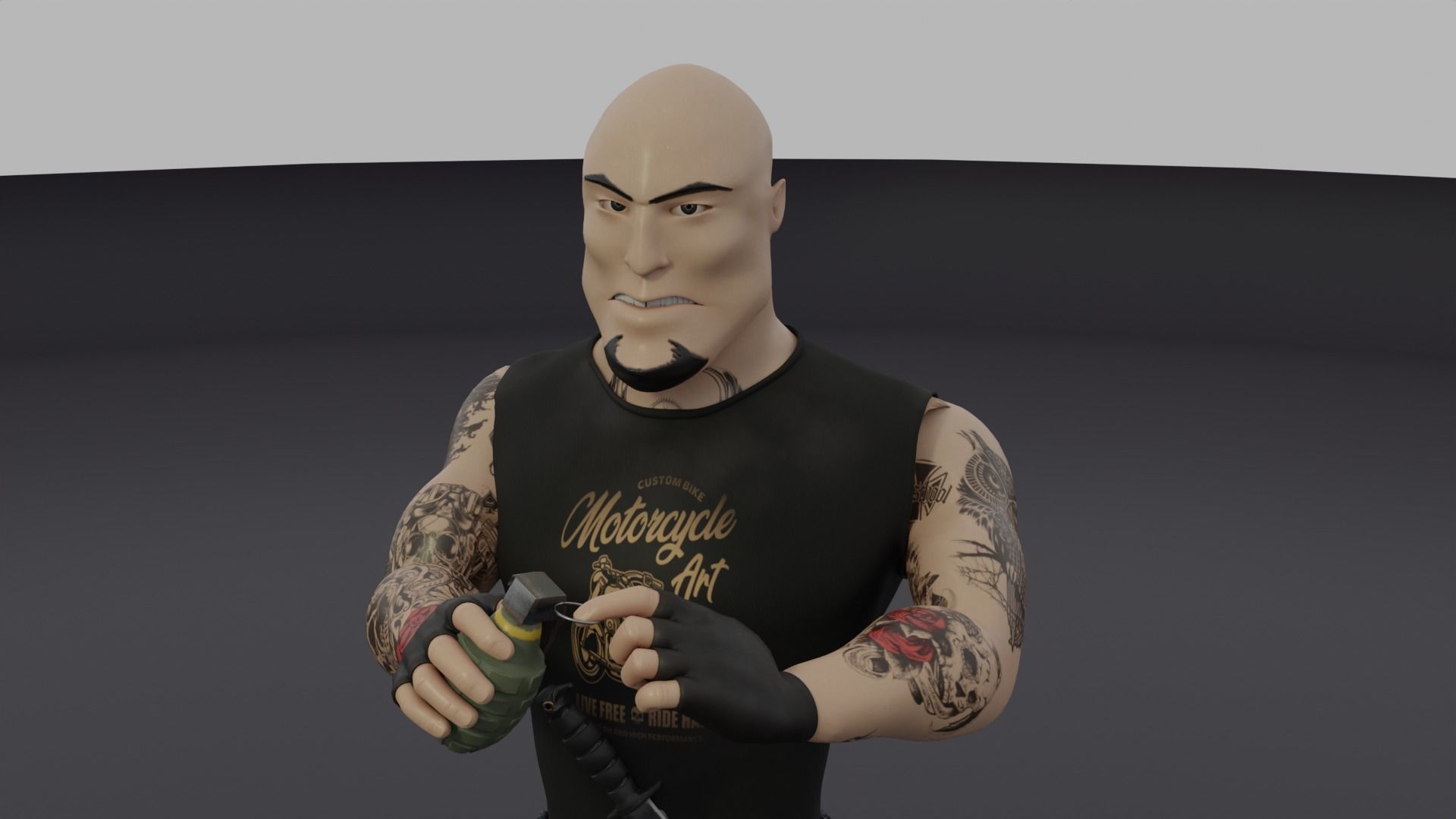 Biker Character  Low-poly 3D model_10