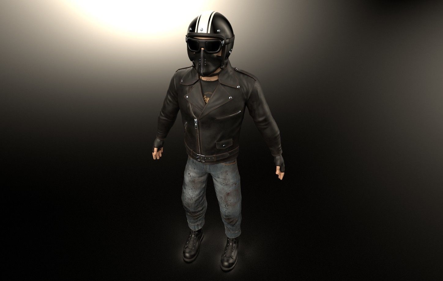 Biker Character  Low-poly 3D model_2